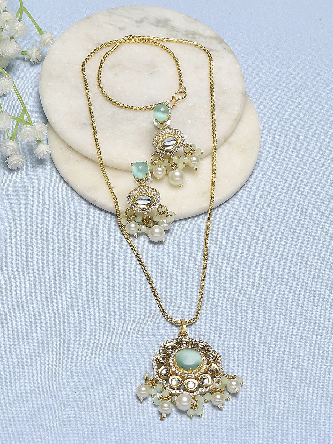 

Biba Gold Plated Stones Studded & Beaded Jewellery Set