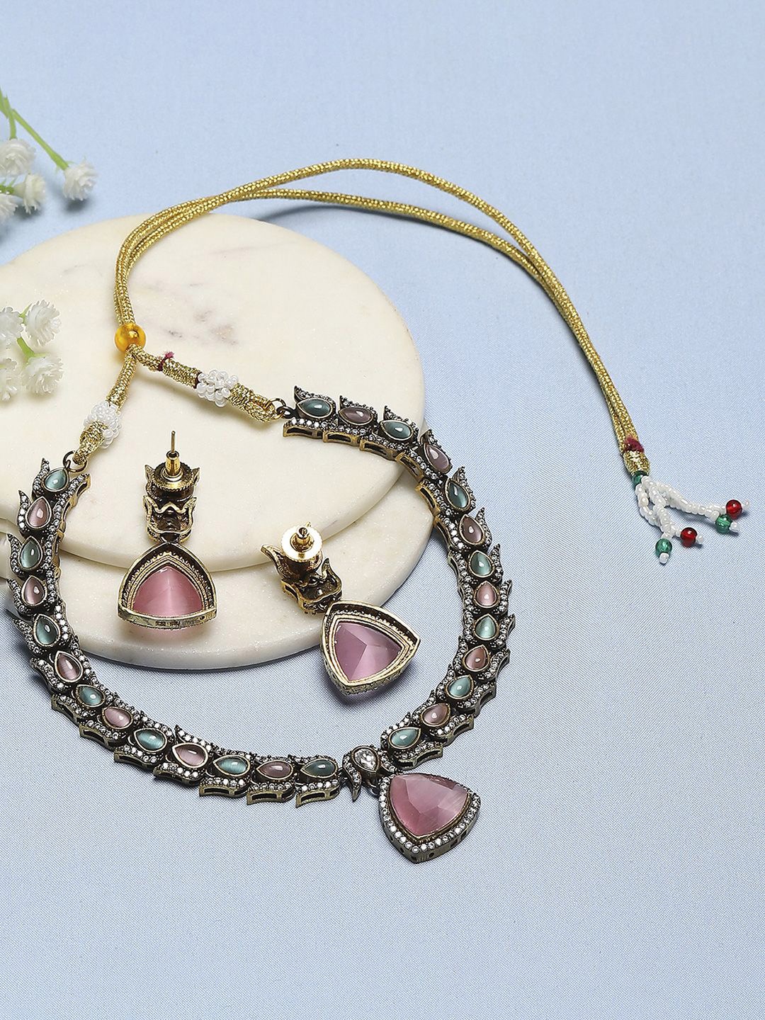 

Biba Silver Plated Stone Studded Jewellery Set