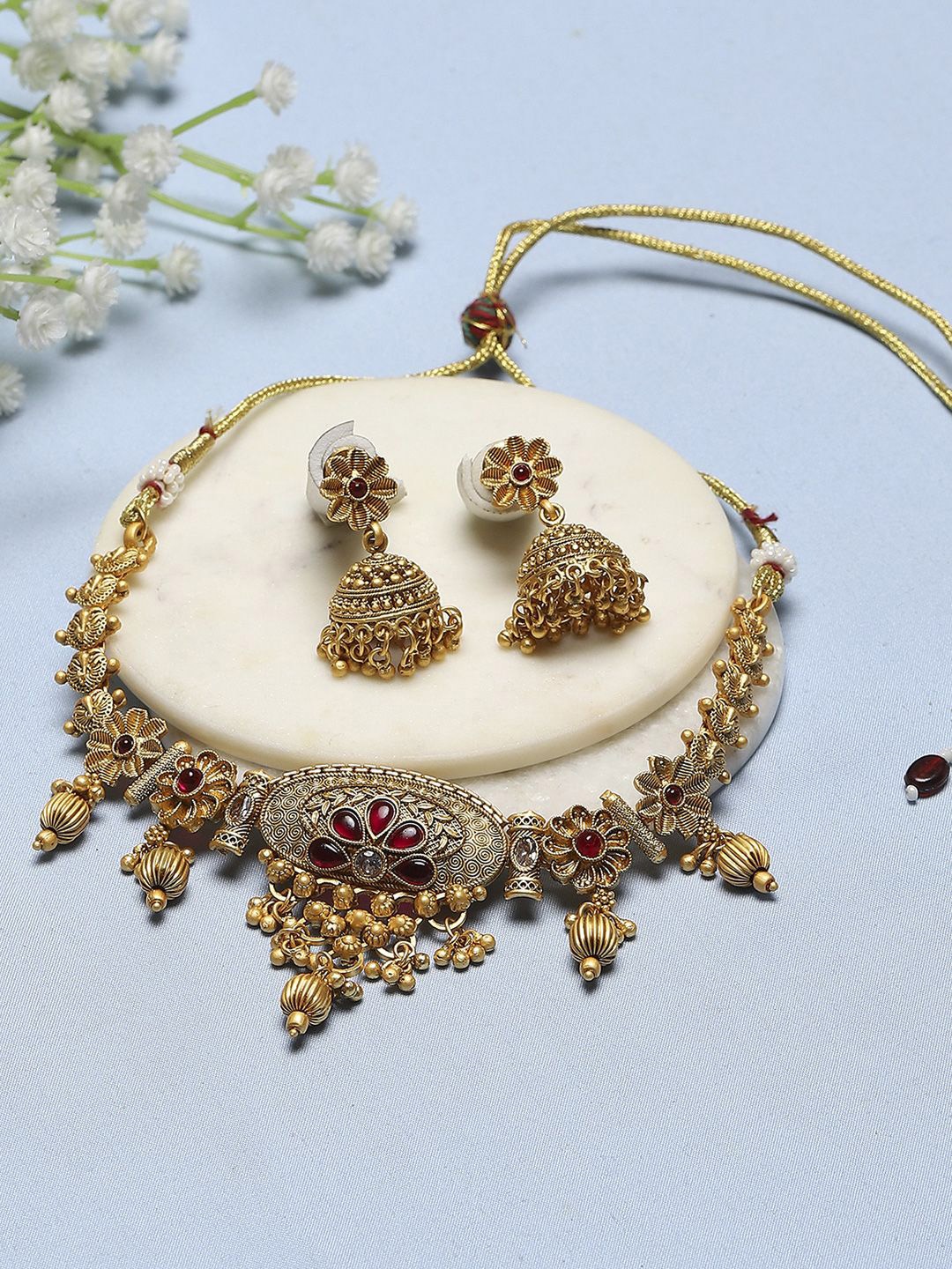 

Biba Gold Plated Stone Studded & Beaded Jewellery Set