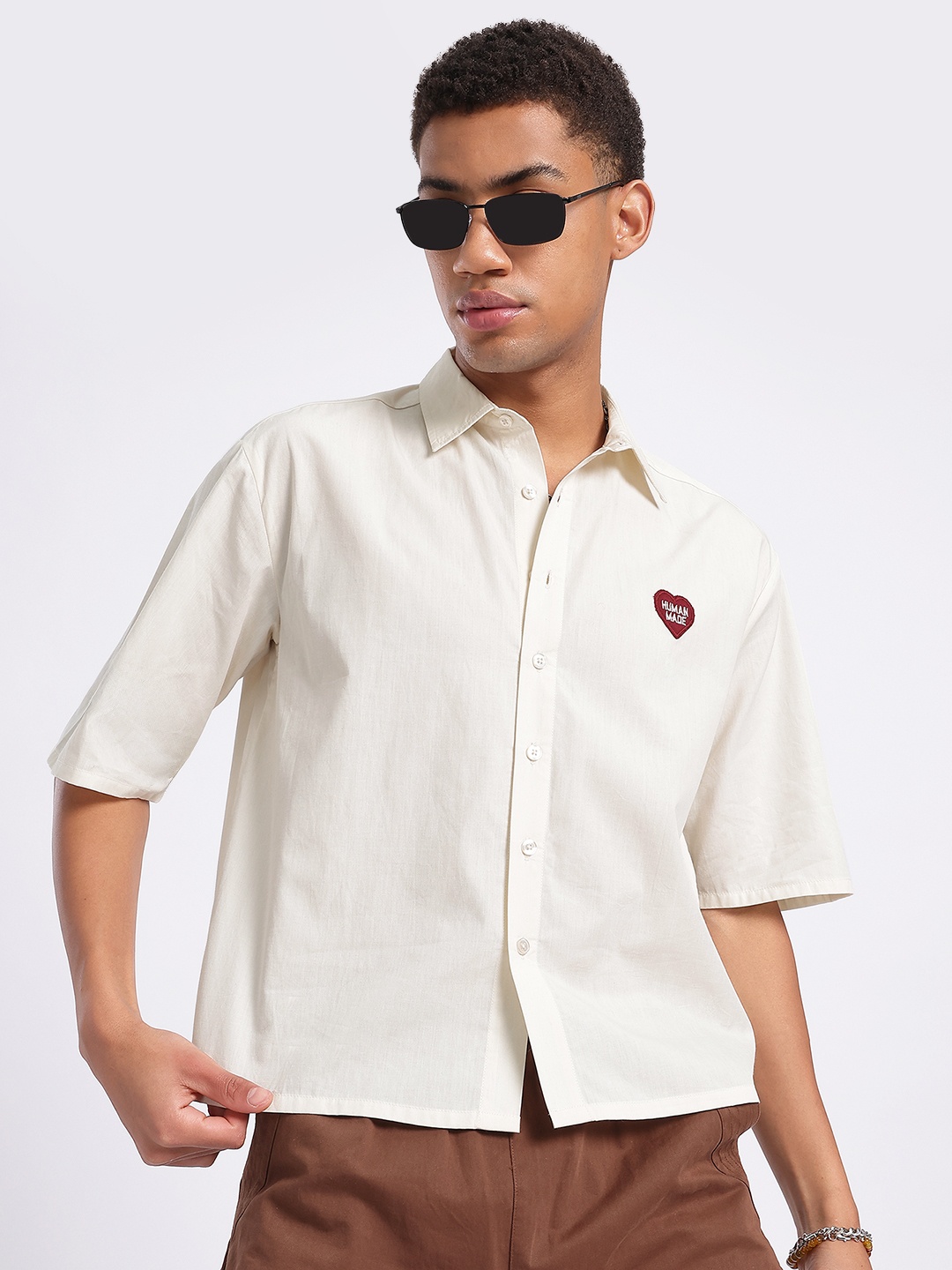 

glitchez Mellow Patchwork Regular Fit Shirt, White