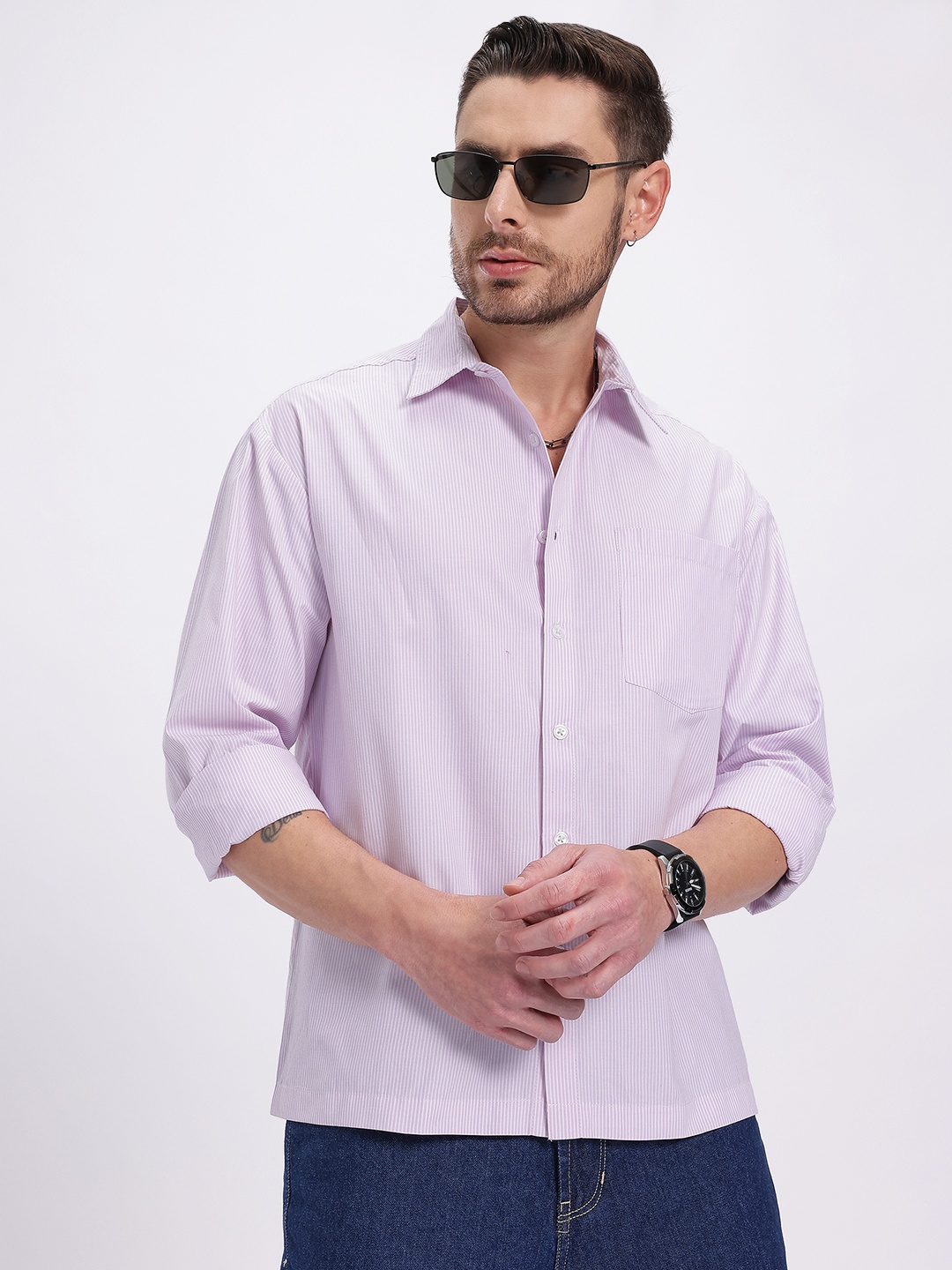 

glitchez Chill & Thrill Striped Regular Fit Shirt, Pink