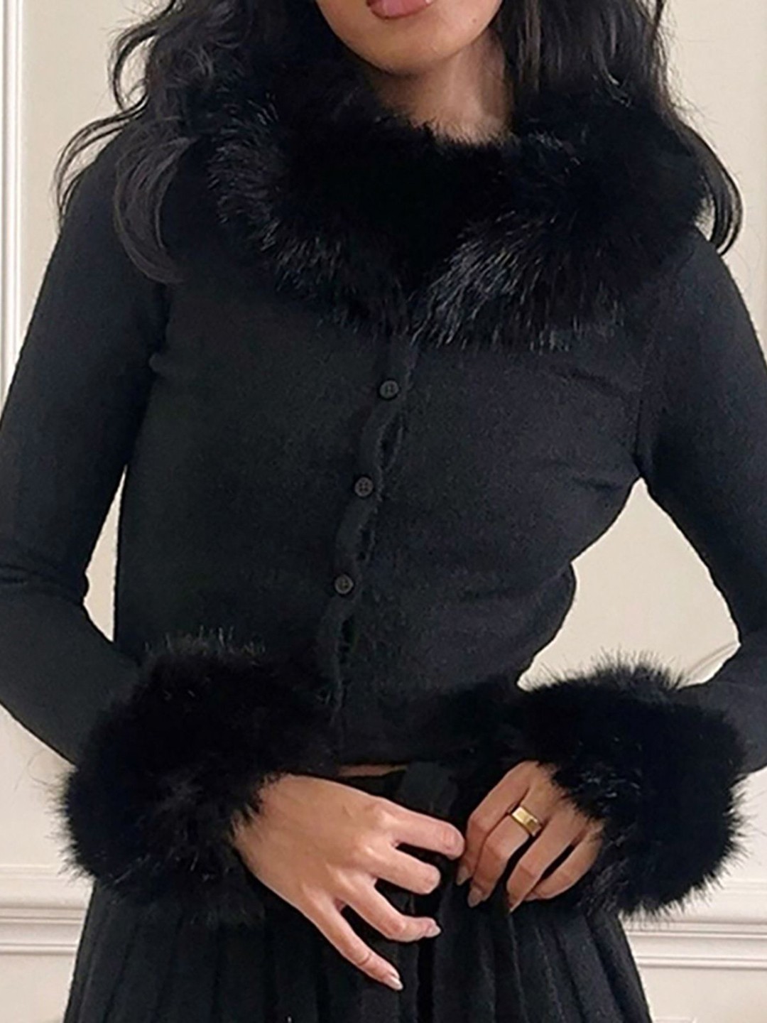 

StyleCast x Revolte Women Spread Collar Self Design Casual Parka Insulator Jacket, Black