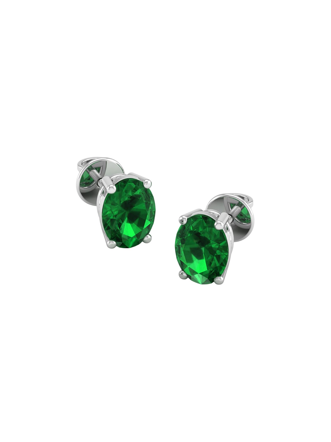 

AKSHAT SAPPHIRE 925 Sterling Silver Rhodium-Plated CZ Studded Oval Studs