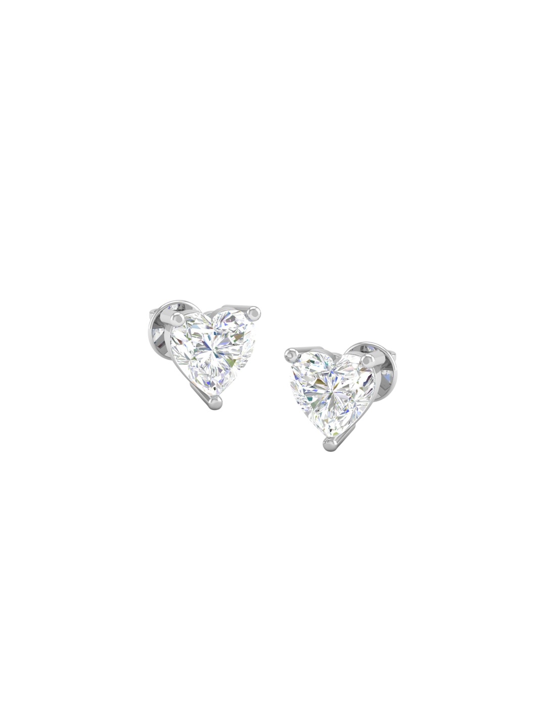 

AKSHAT SAPPHIRE 925 Sterling Silver Cubic Zirconia Rhodium-Plated Heart Shape Studs