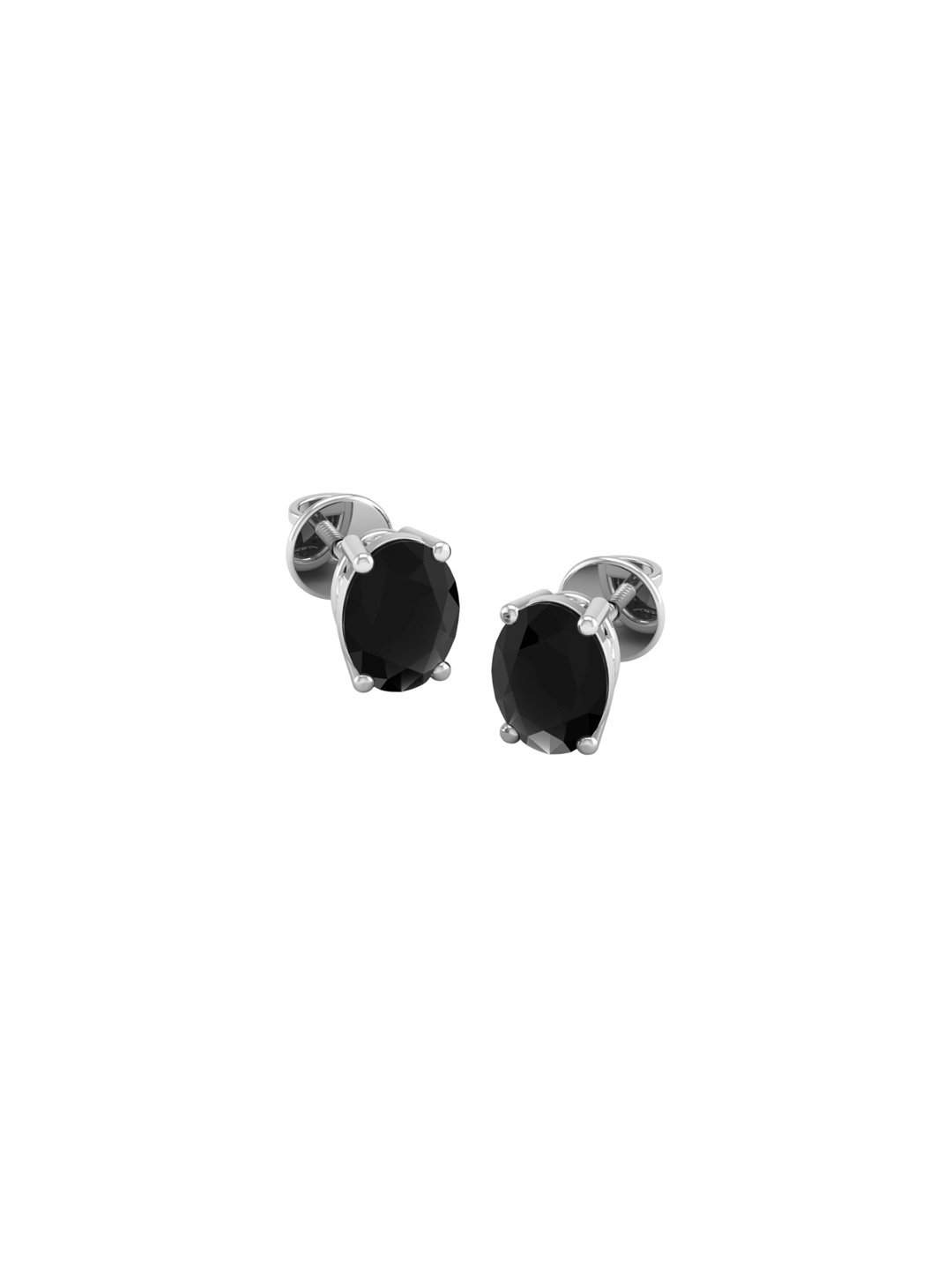 

AKSHAT SAPPHIRE 925 Sterling Silver Rhodium-Plated CZ Studded Oval Studs Earrings