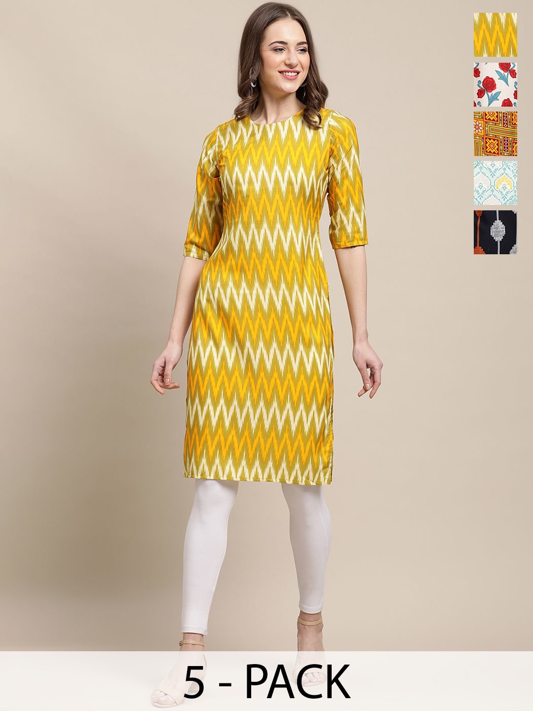 

7Threads Women Ethnic Motifs Printed Thread Work Floral Crepe Kurta, Multi