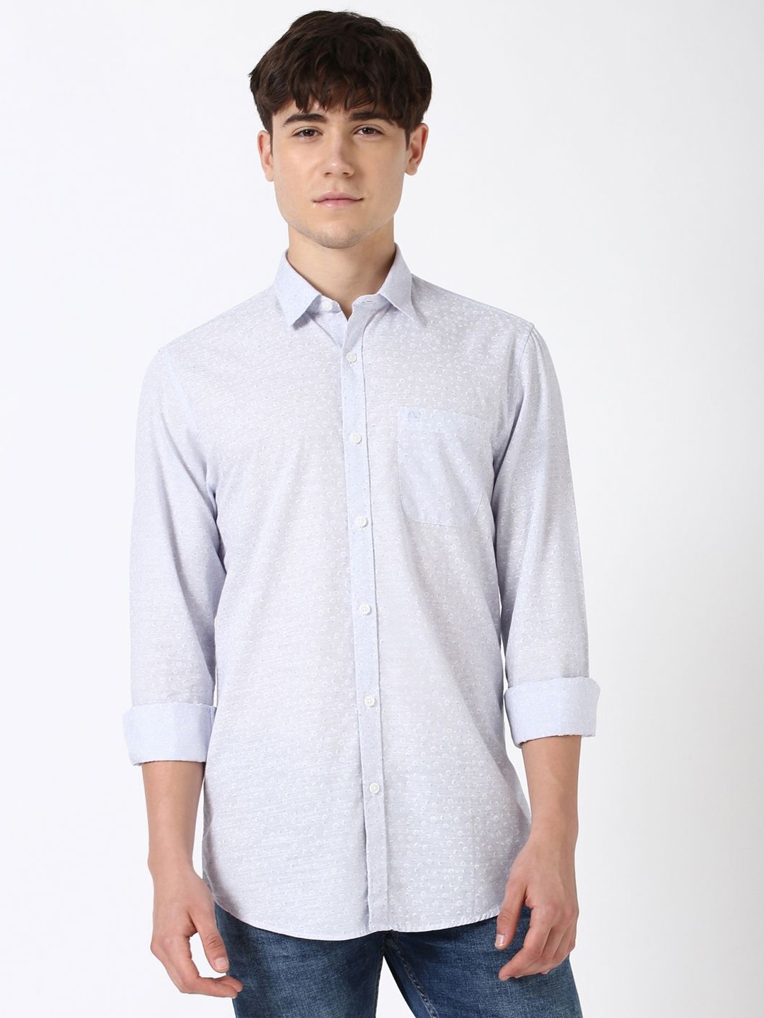 

Peter England Casuals Men Spread Collar Floral Printed Cotton Casual Shirt, Blue
