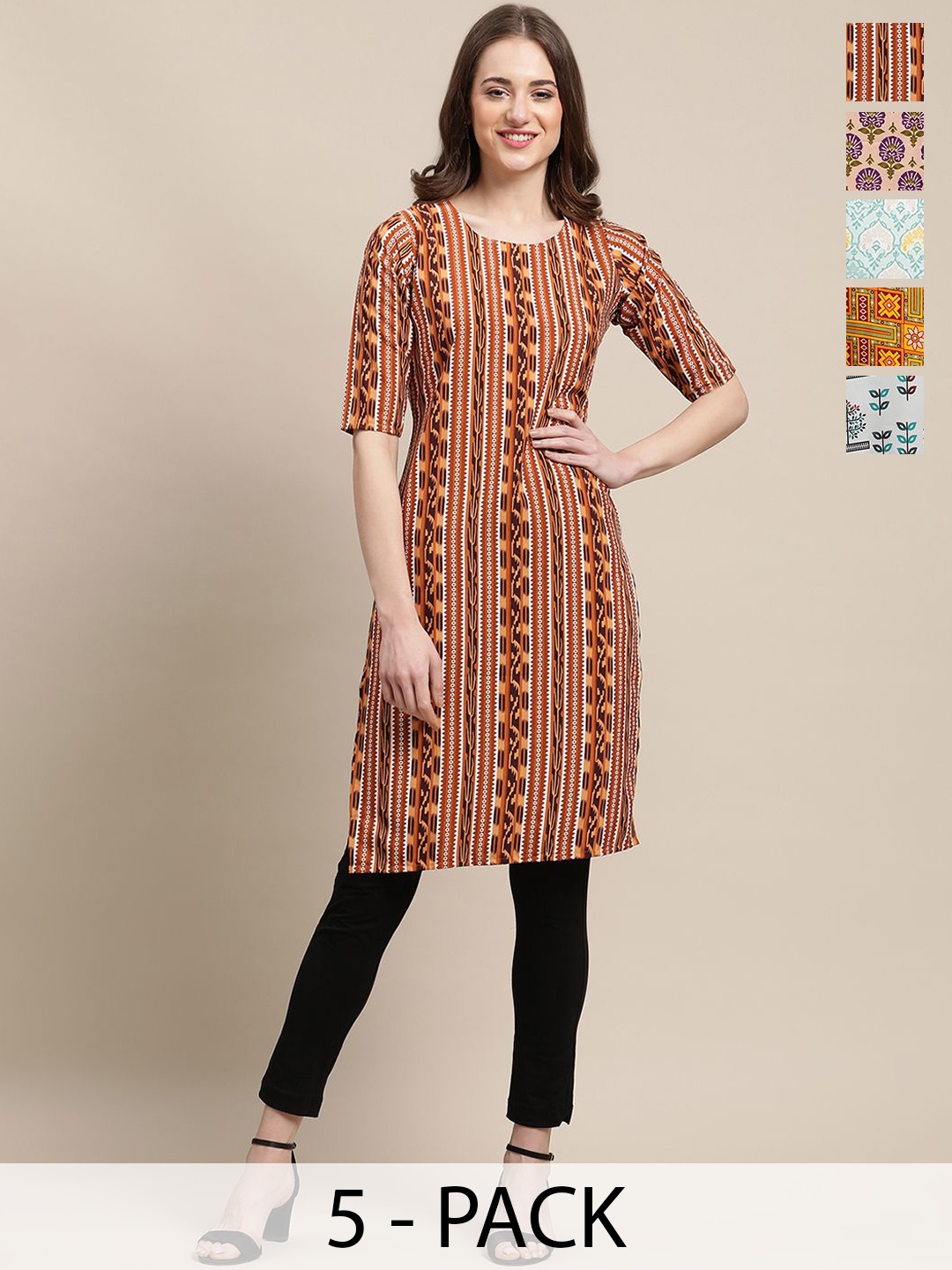 

7Threads Women Ethnic Motifs Printed Floral Crepe Kurta, Multi