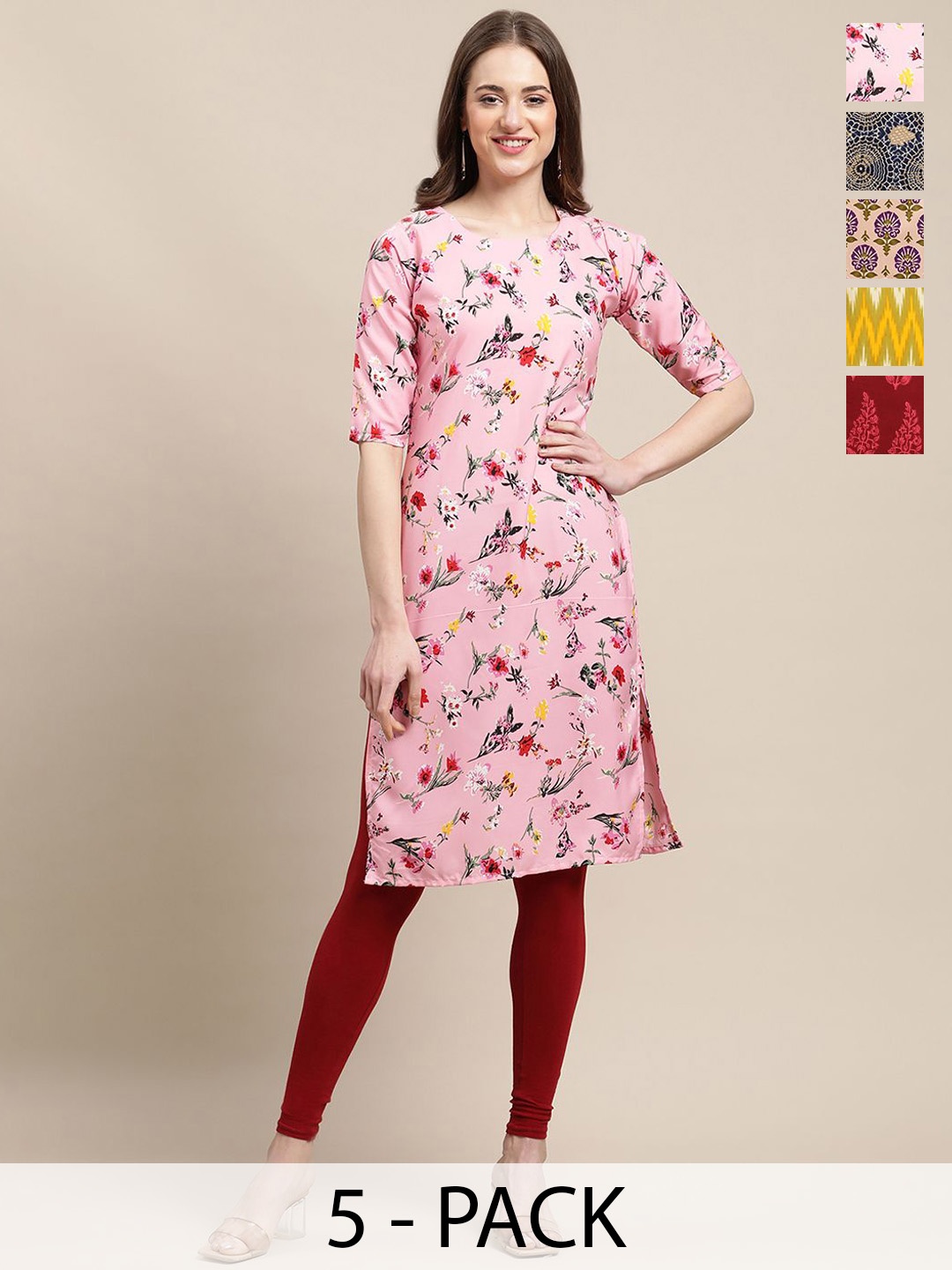 

7Threads Women Ethnic Motifs Printed Floral Crepe Kurta, Multi