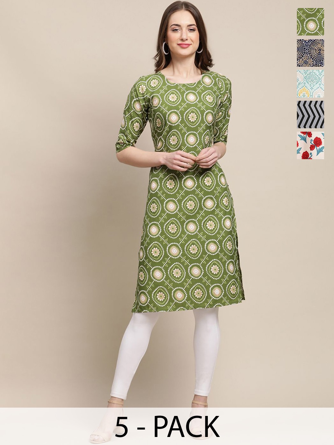 

7Threads Women Ethnic Motifs Printed Chikankari Floral Crepe Kurta, Multi