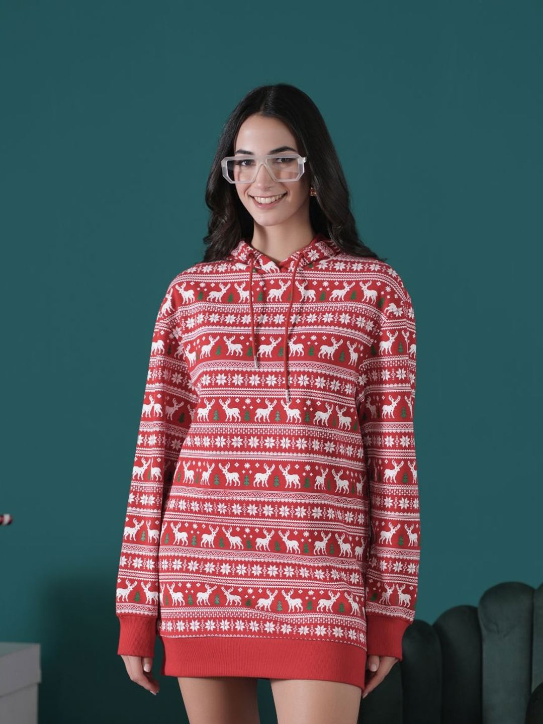 

Muvazo Hooded Jumper Dress, Red