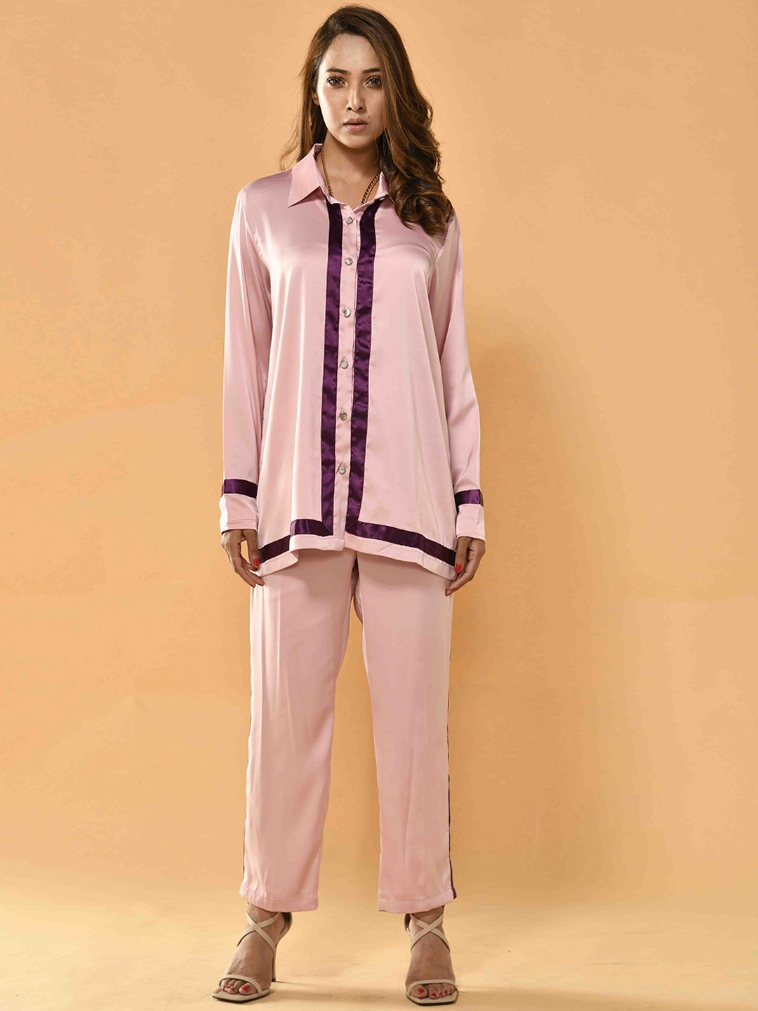 

Unityshop Shirt Collar Shirt With Trousers, Pink