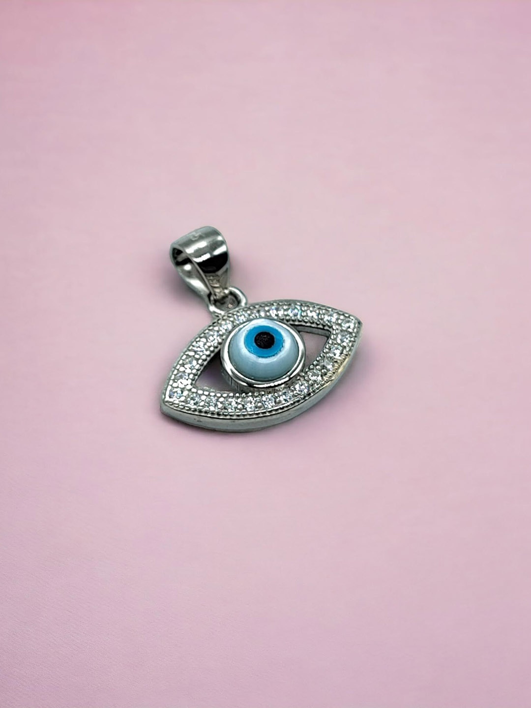 

AMONROO 925 Sterling Silver Rhodium-Plated Evil Eye Cubic Zirconia Pendant