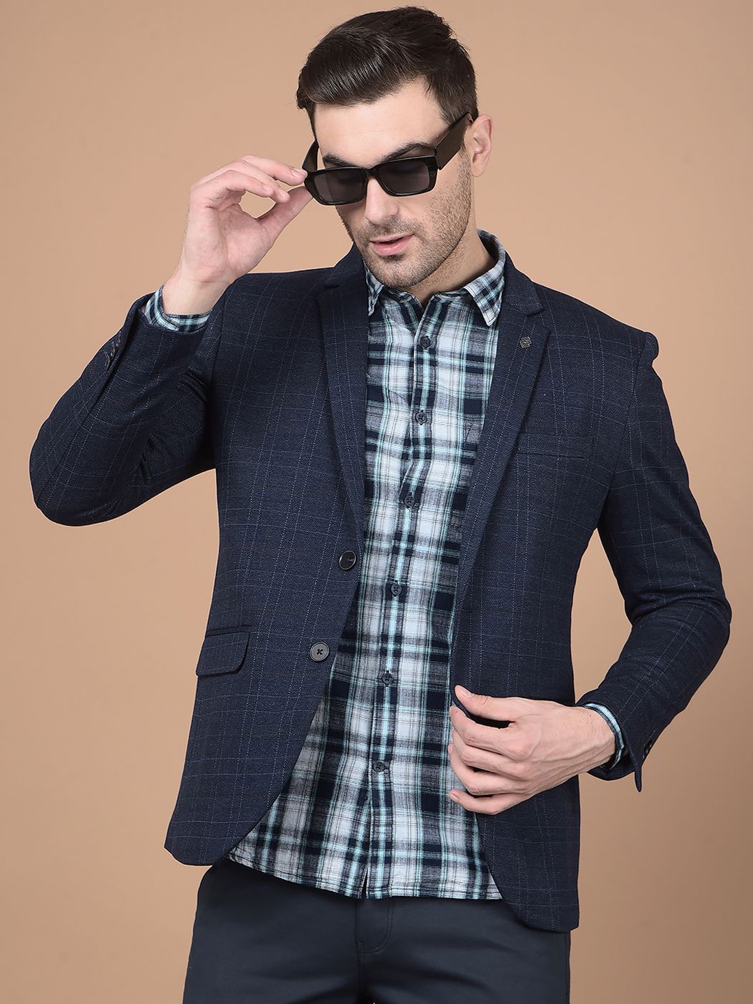 

Crimsoune Club Notched Lapel Collar Single Breasted Regular Fit Blazer, Navy blue