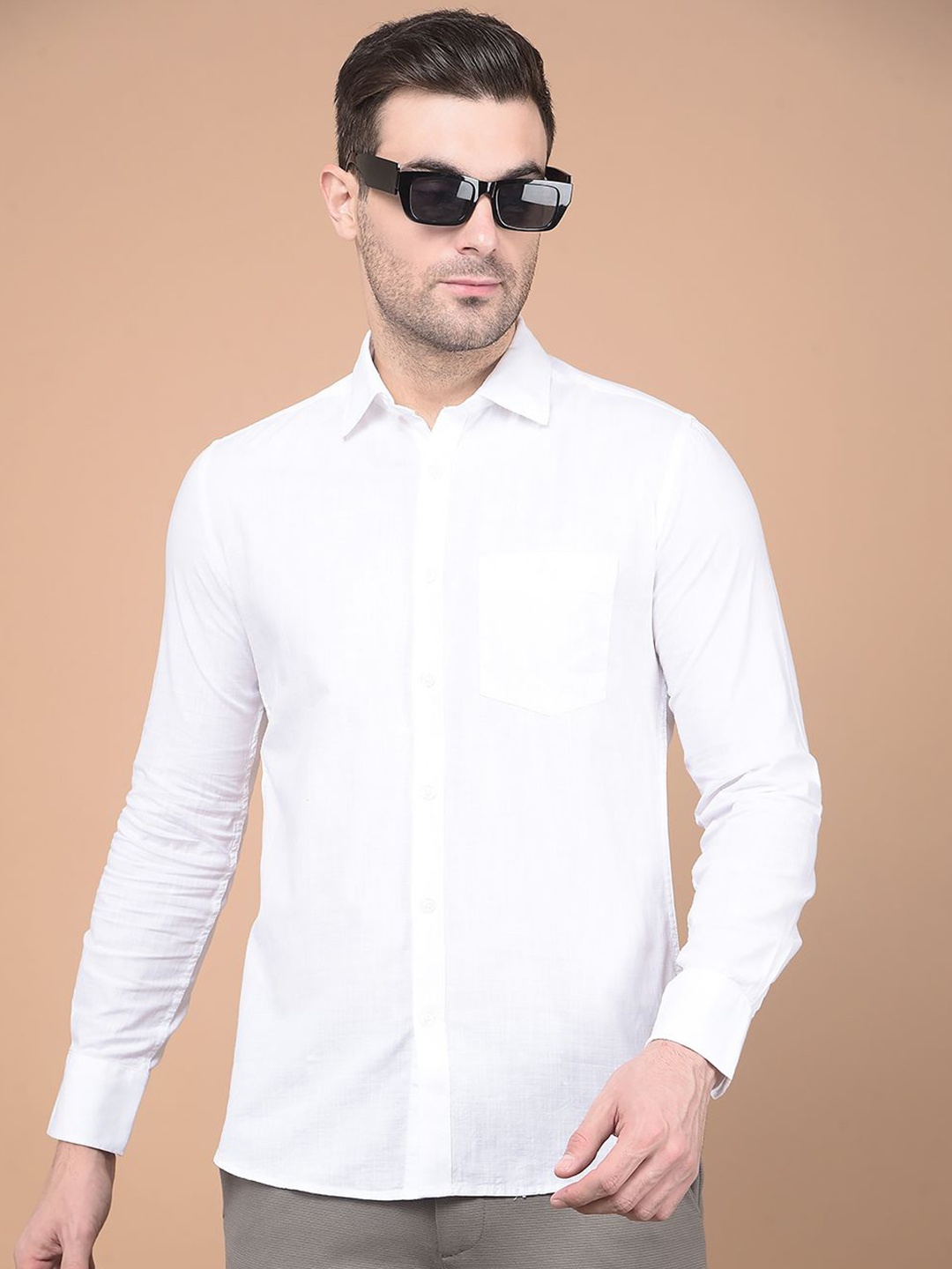 

Crimsoune Club Men Classic Fit Solid Cotton Casual Shirt, White