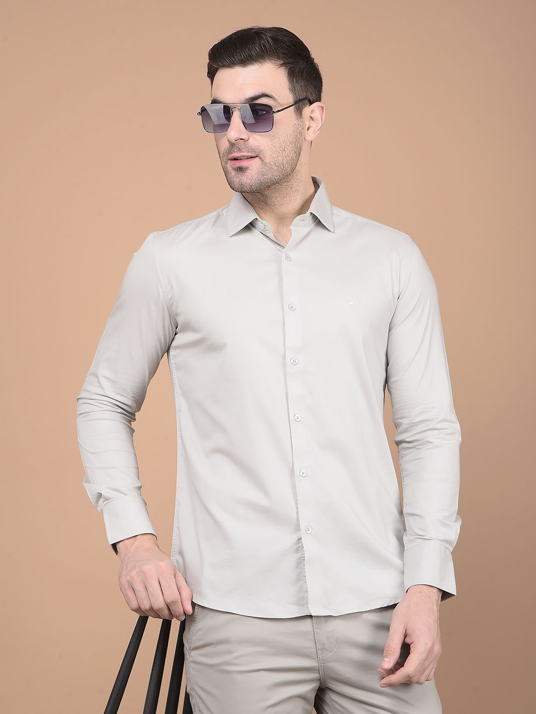 

Crimsoune Club Men Classic Slim Fit Opaque Casual Shirt, Grey