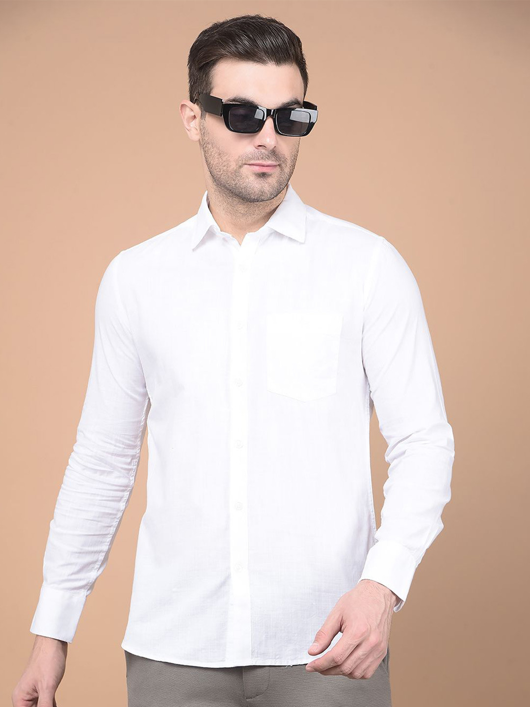 

Crimsoune Club Men Classic Fit Solid Pure Cotton Casual Shirt, White