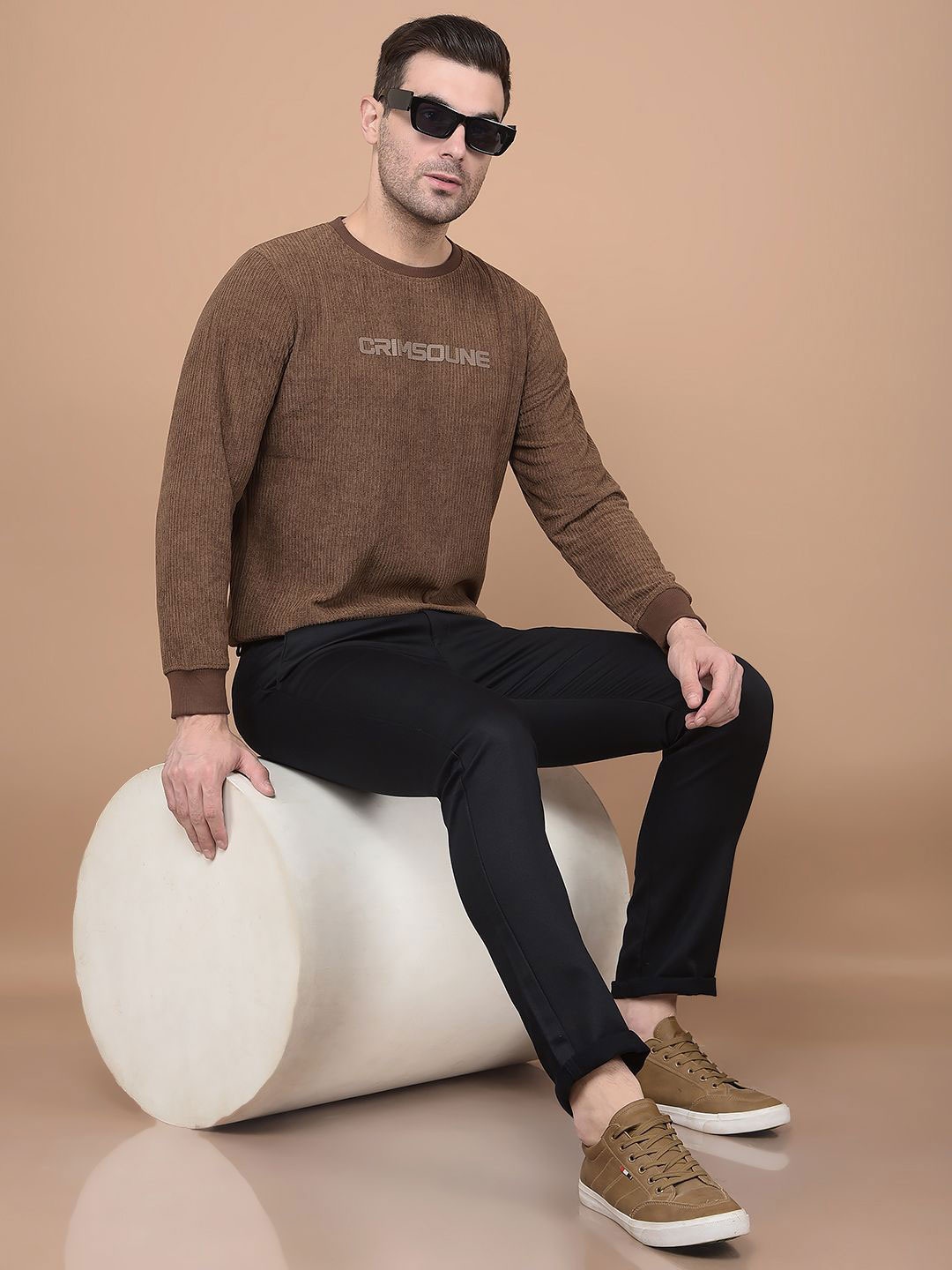 

Crimsoune Club Men Printed Pullover Sweatshirt, Brown