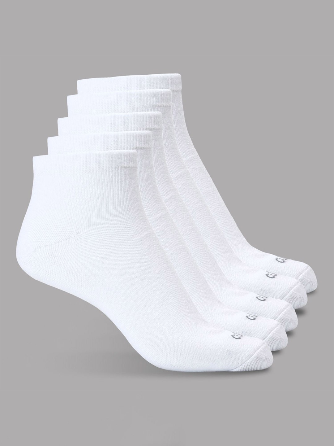 

CULT Men Pack of 5 Ankle Length Cotton Socks White