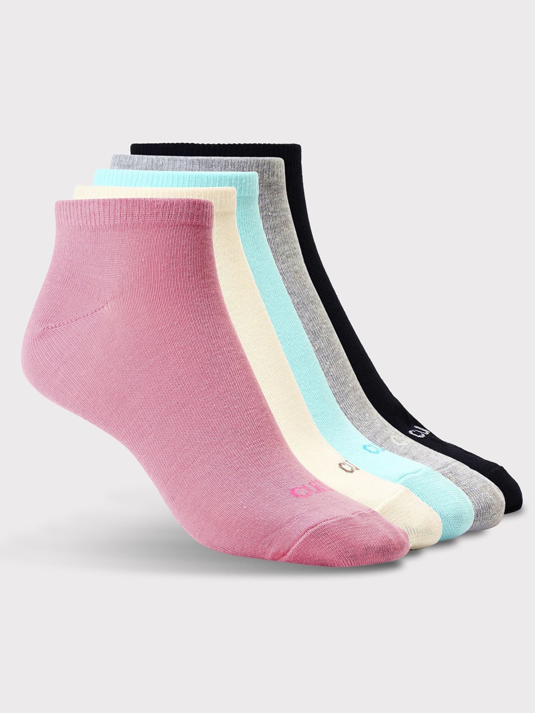 

CULT Women Pack of 5 Low Ankle Cotton Socks Multi Colour, Pink