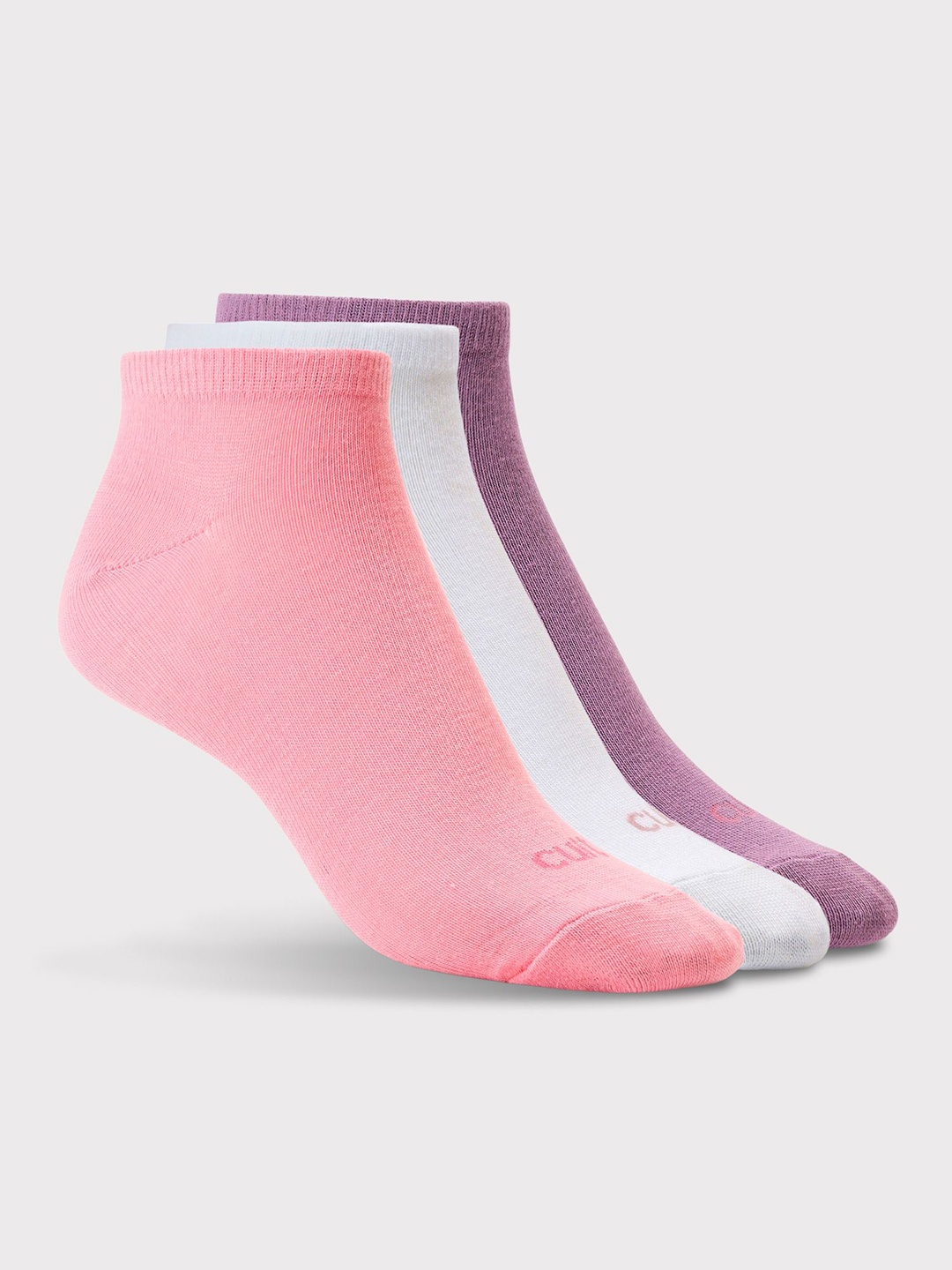 

CULT Women Pack of 3 Low Ankle Cotton Socks Multi Colour, Pink