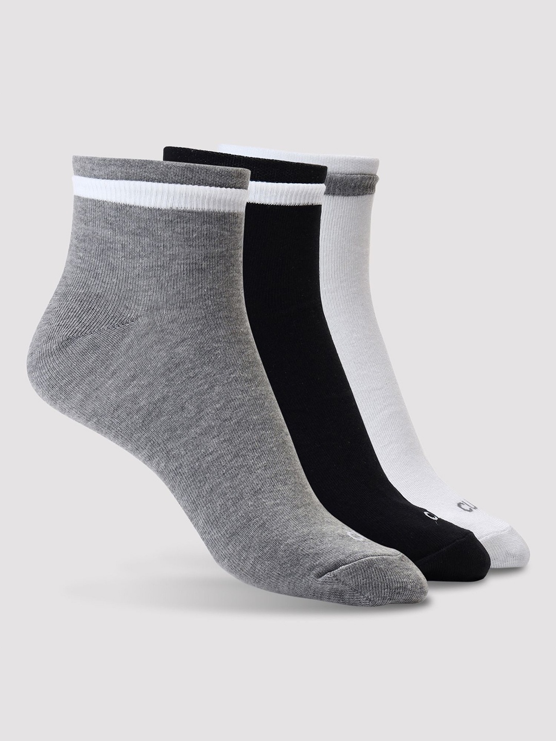 

CULT Men Pack of 3 Ankle Length Cotton Socks Multi Colour, Grey