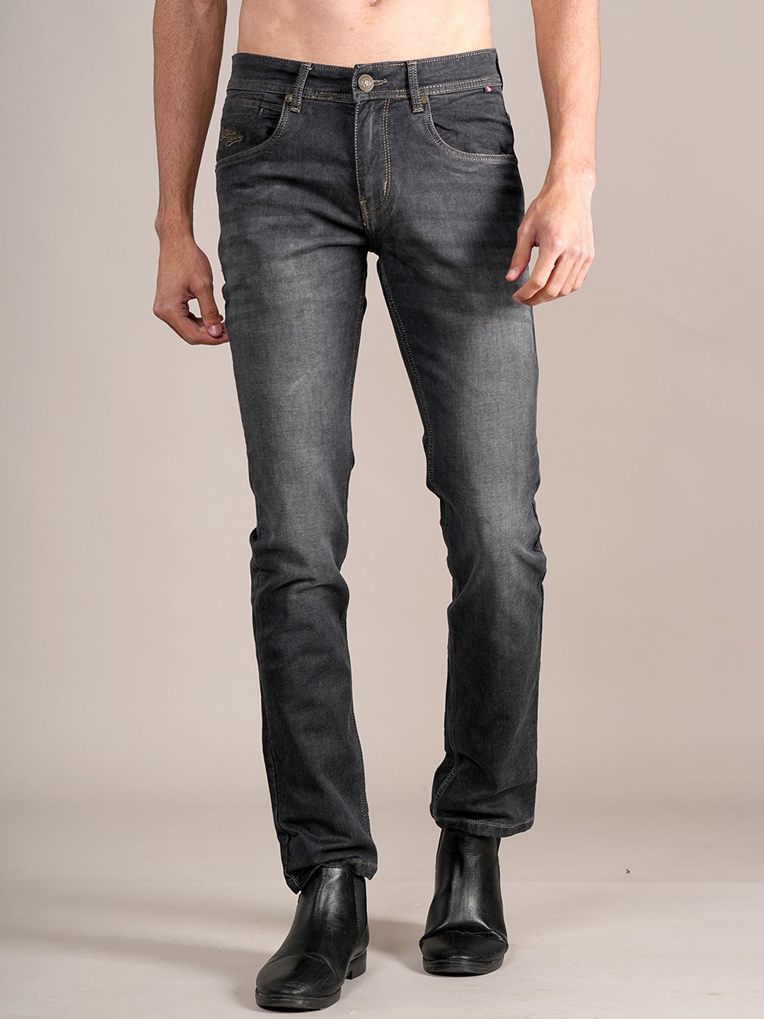 

Cantabil Men Mid-Rise Light Fade Stretchable Jeans, Blue