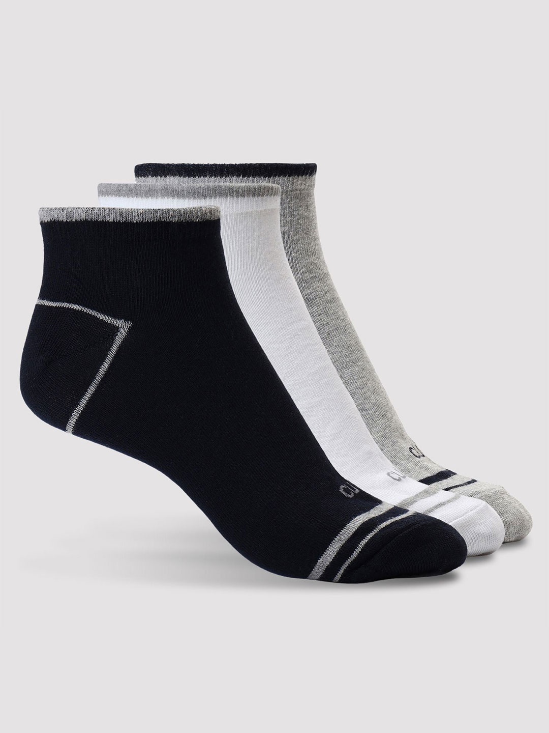 

CULT Men Pack of 3 Ankle Length Cotton Socks Multi Colour, Grey