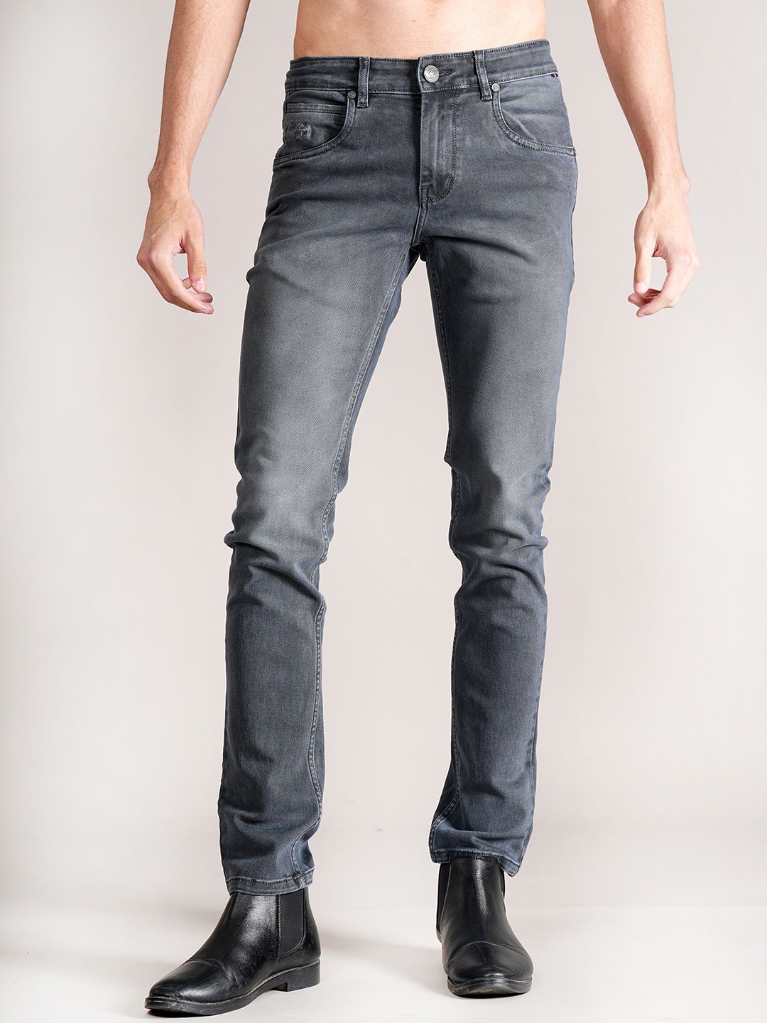 

Cantabil Men Heavy Fade Regular Fit Jeans, Grey