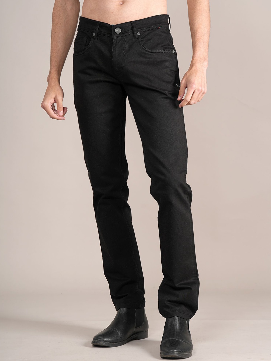 

Cantabil Men Mid-Rise Regular Fit Stretchable Jeans, Black