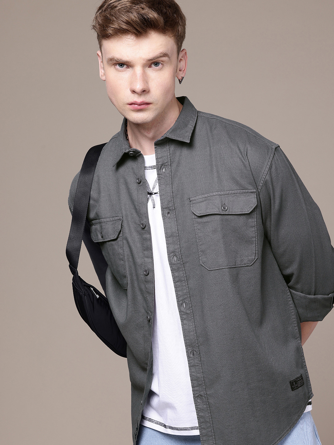 

The Roadster Life Co. Relaxed Fit Opaque Pure Cotton Casual Shirt, Grey