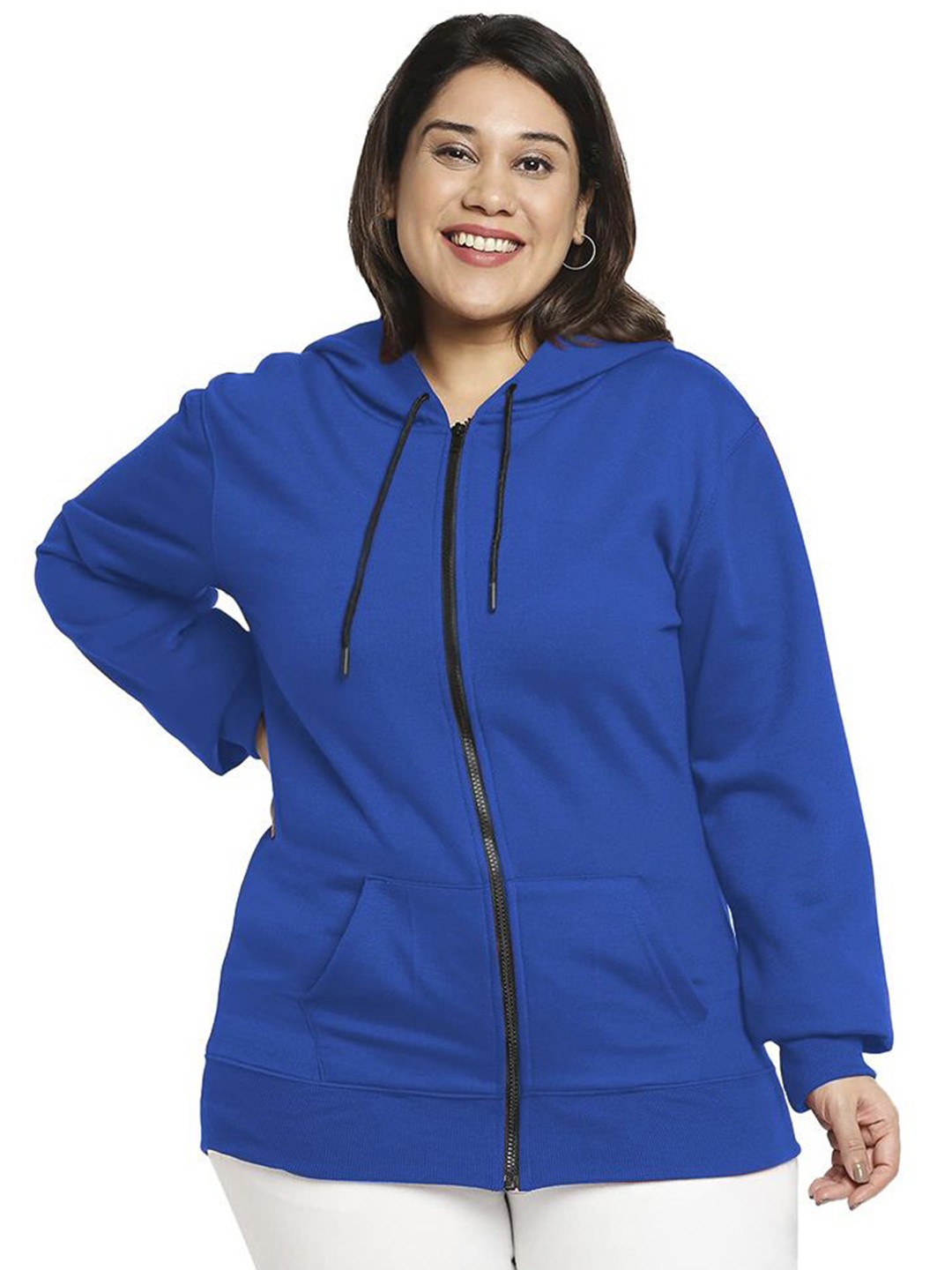 

Wear Your Opinion Women Plus Size Zipper Hooded Sweatshirt, Navy blue