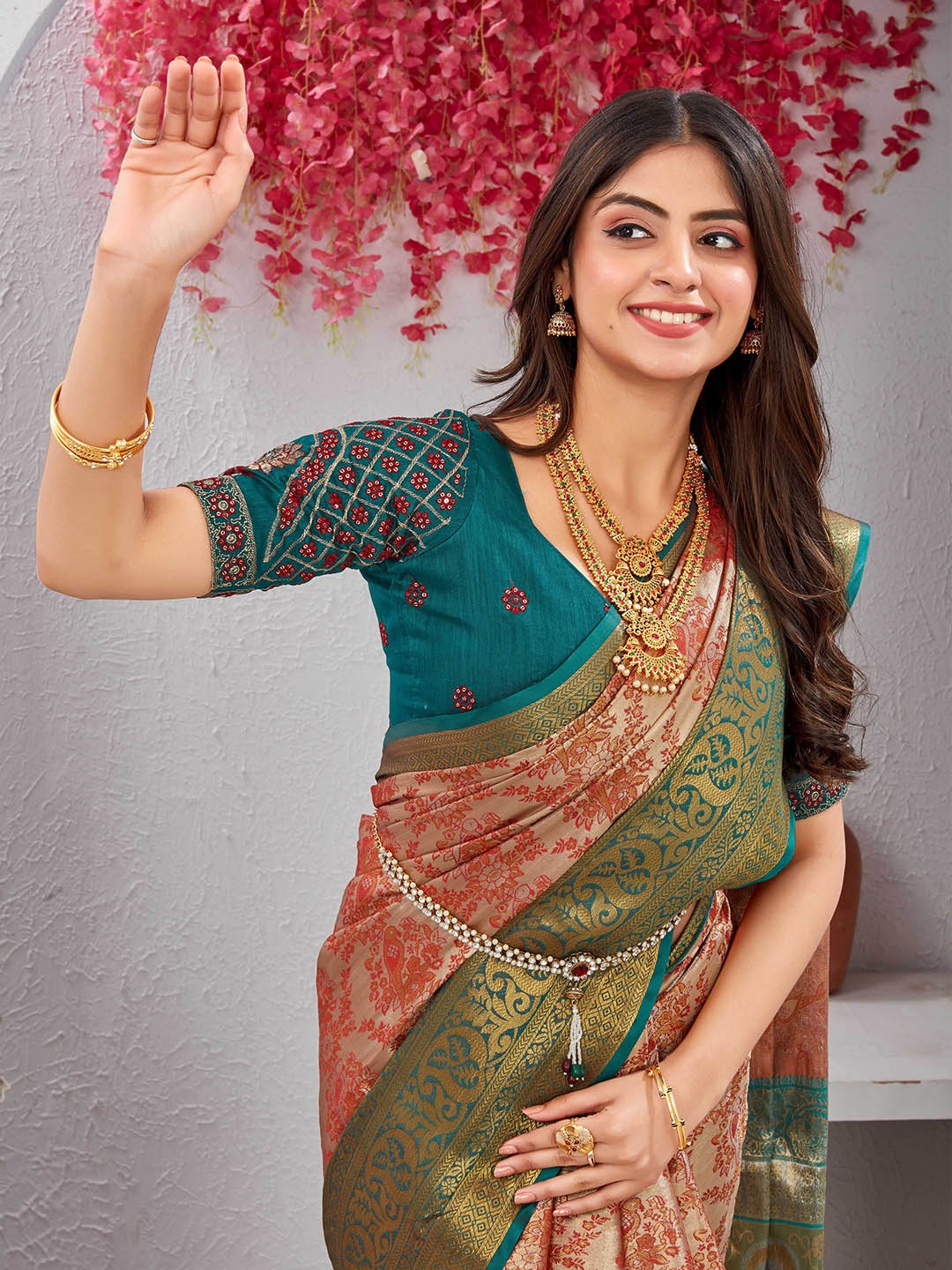 

Tankori Woven Design Zari Pure Silk Dharmavaram Saree, Orange