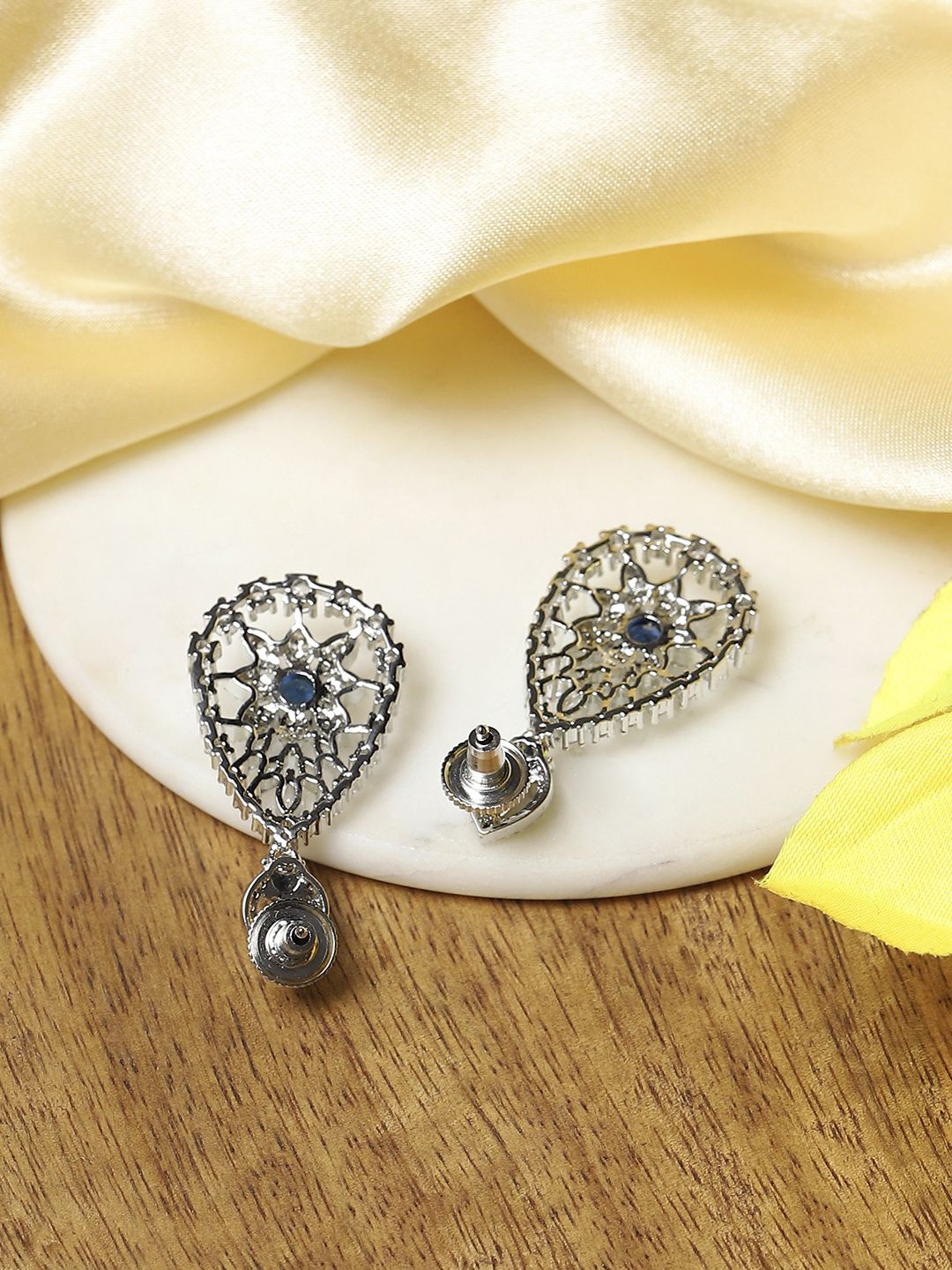 

Biba Silver-Plated Contemporary Stone Studded Drop Earrings