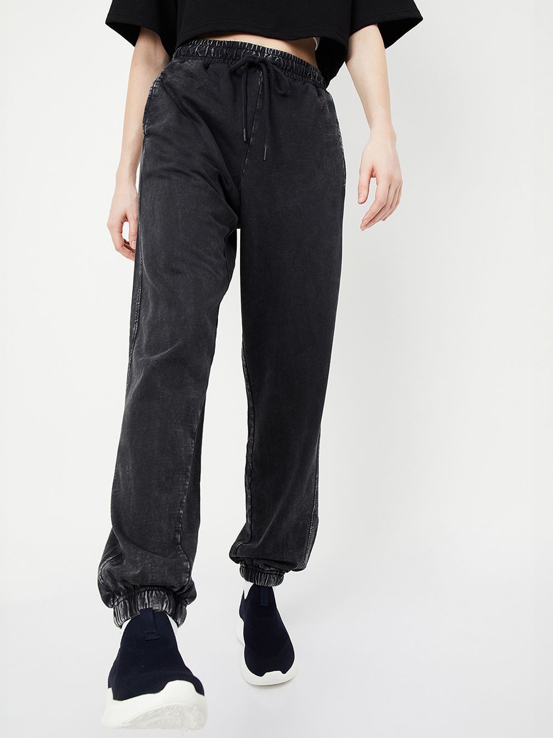 

Max Women Regular Fit Cotton Jogger Track Pants, Black