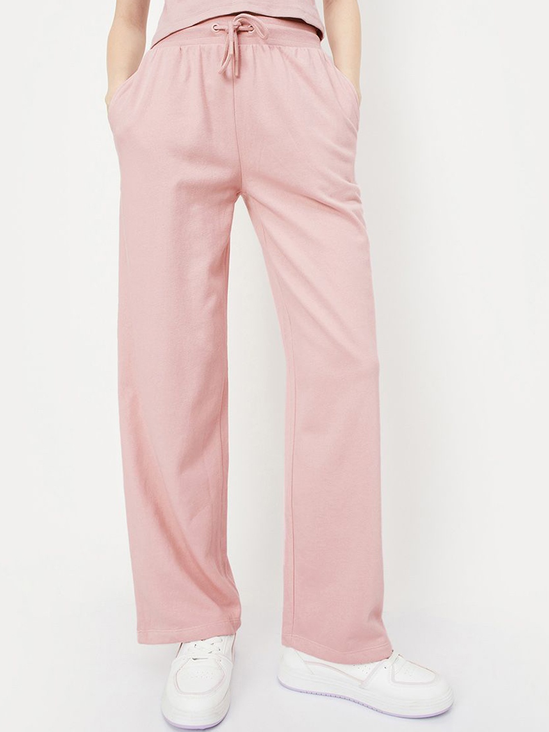 

max Women Solid Athleisure Regular Fit Track Pants, Pink