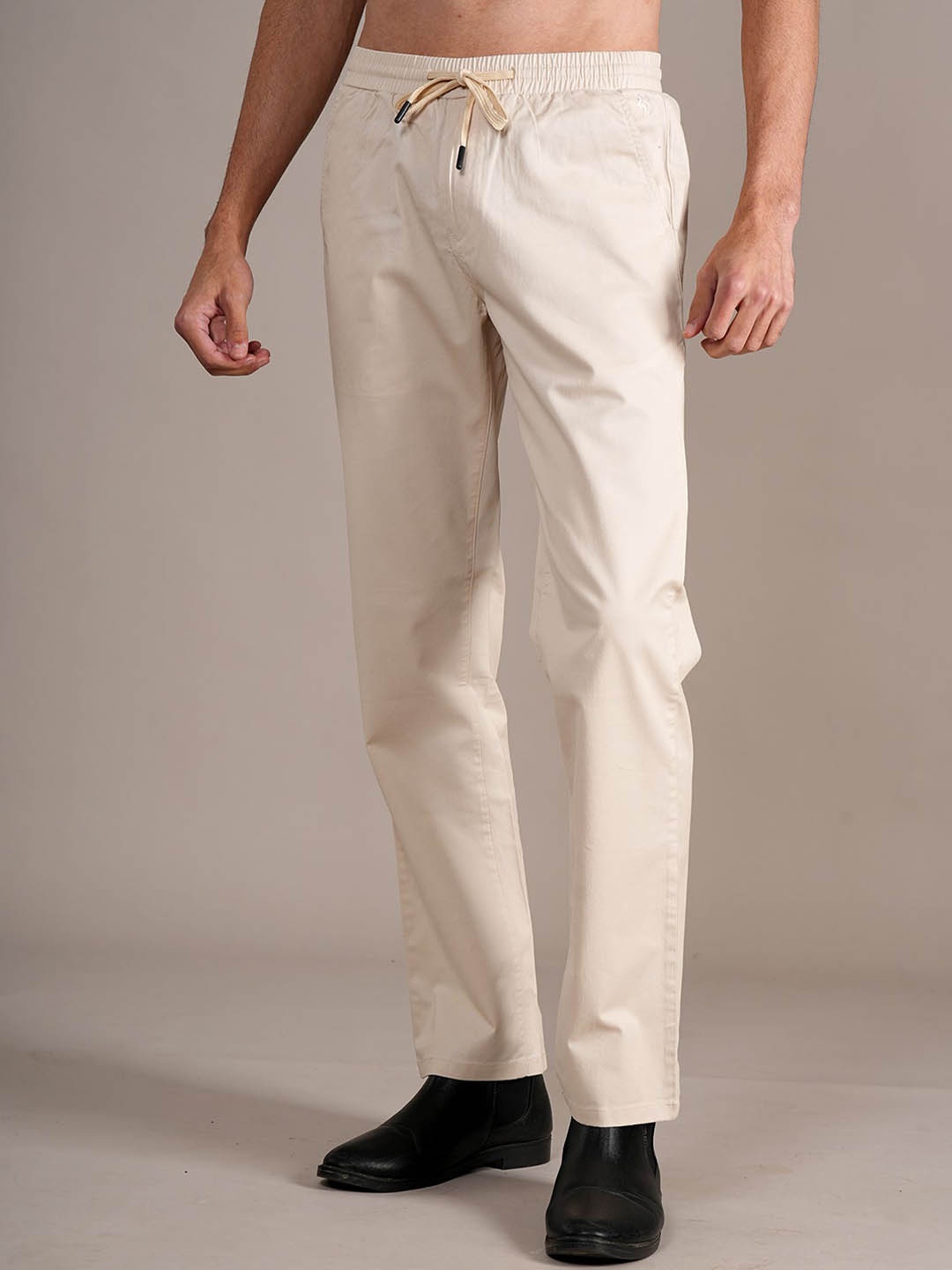 

Cantabil Men Mid-Rise Regular Fit Cotton Trouser, Cream