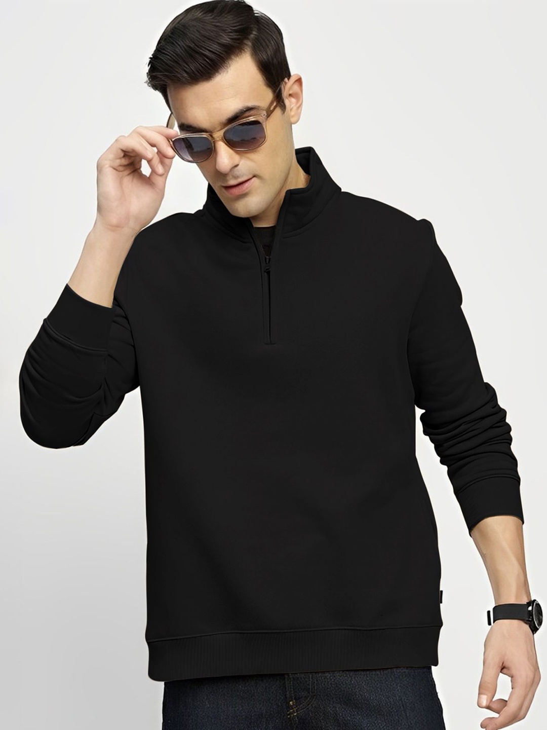 

AUSK Men Mock Collar Sweatshirt, Black
