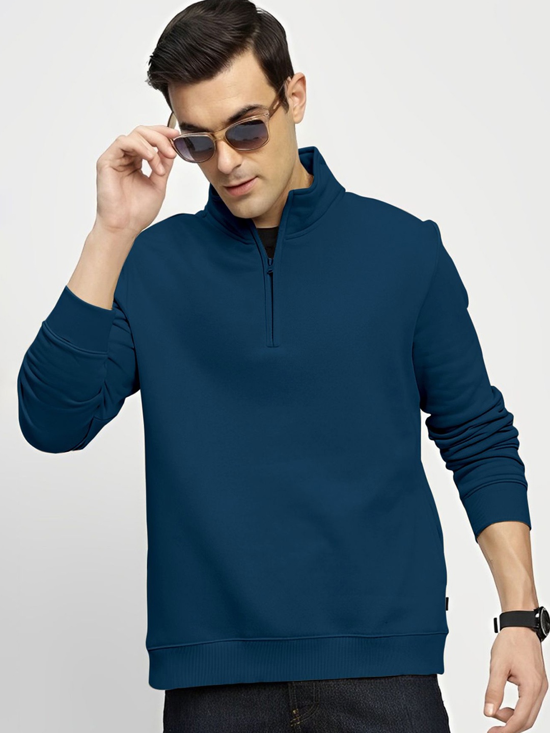 

AUSK Men Mock Collar Full Sleeve Pullover Sweatshirt, Teal