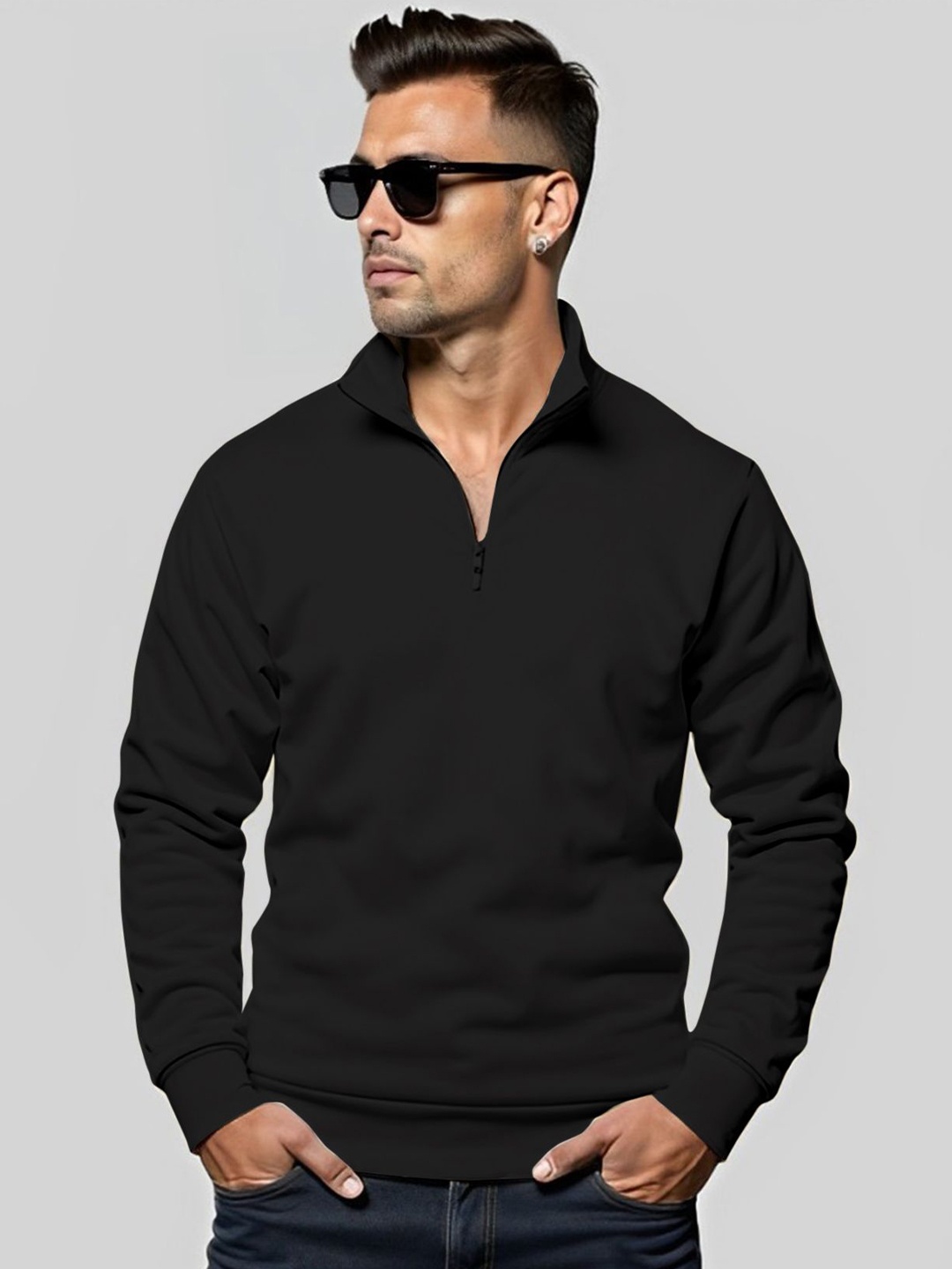 

AUSK Men Mock Collar Pullover Sweatshirt, Black
