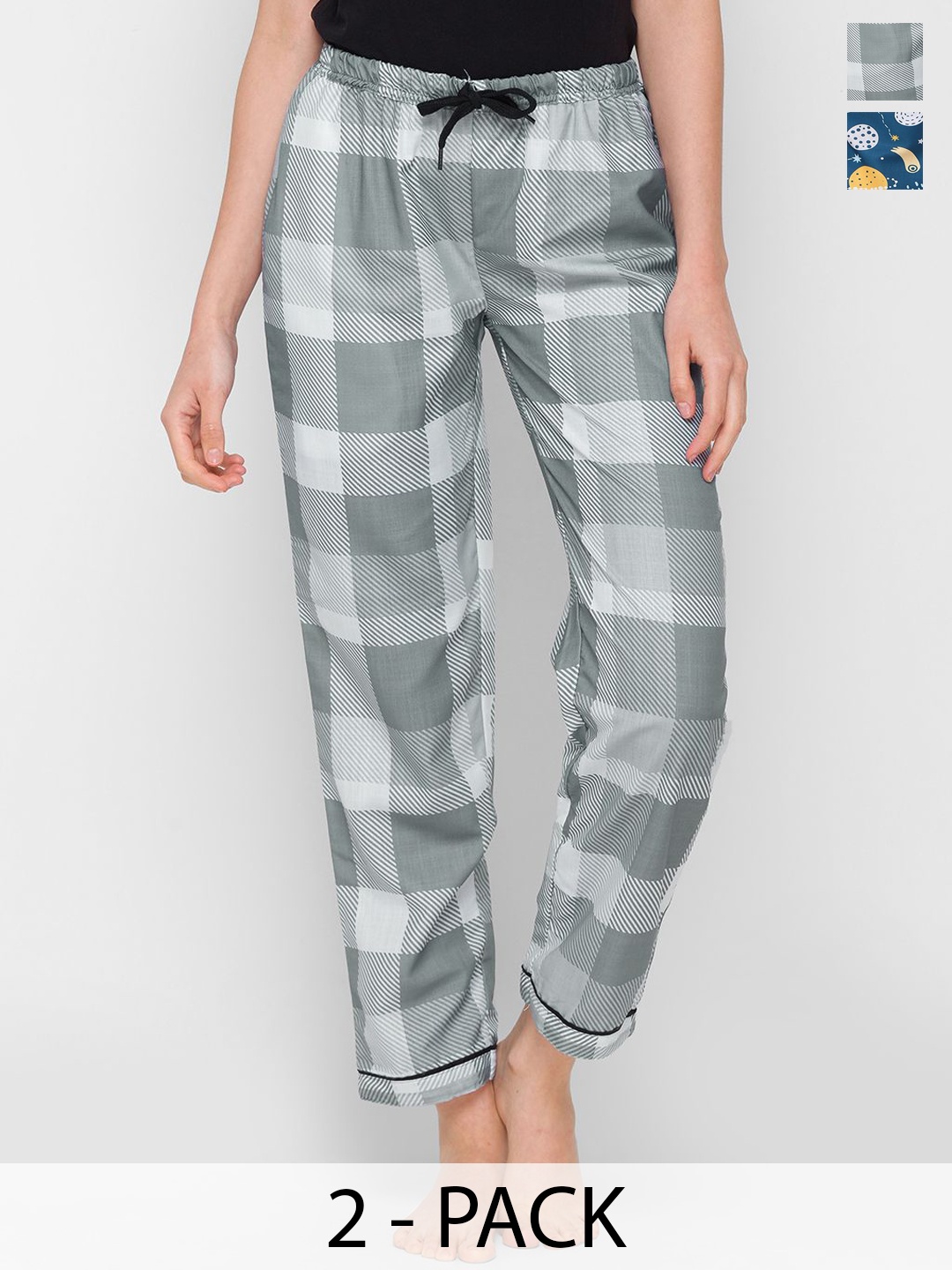 

NOIRA Set of 2 Women Graphic Printed Pyjamas, Multi