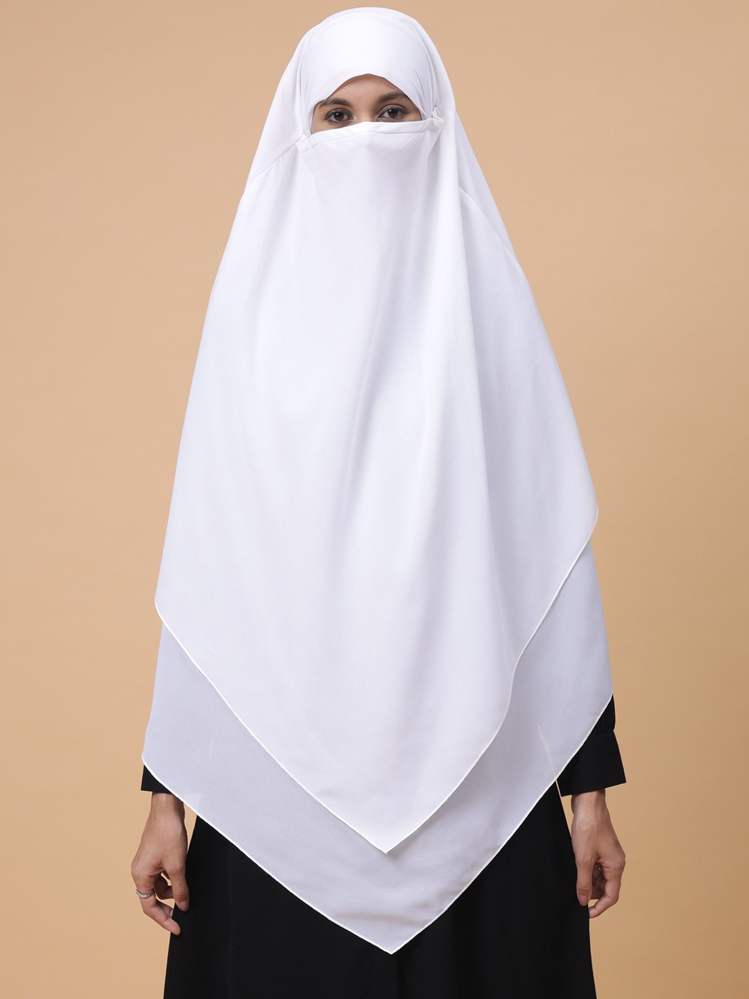 

NABIA Women 2 Layer Diamond Khimar Burqa Naqab, White