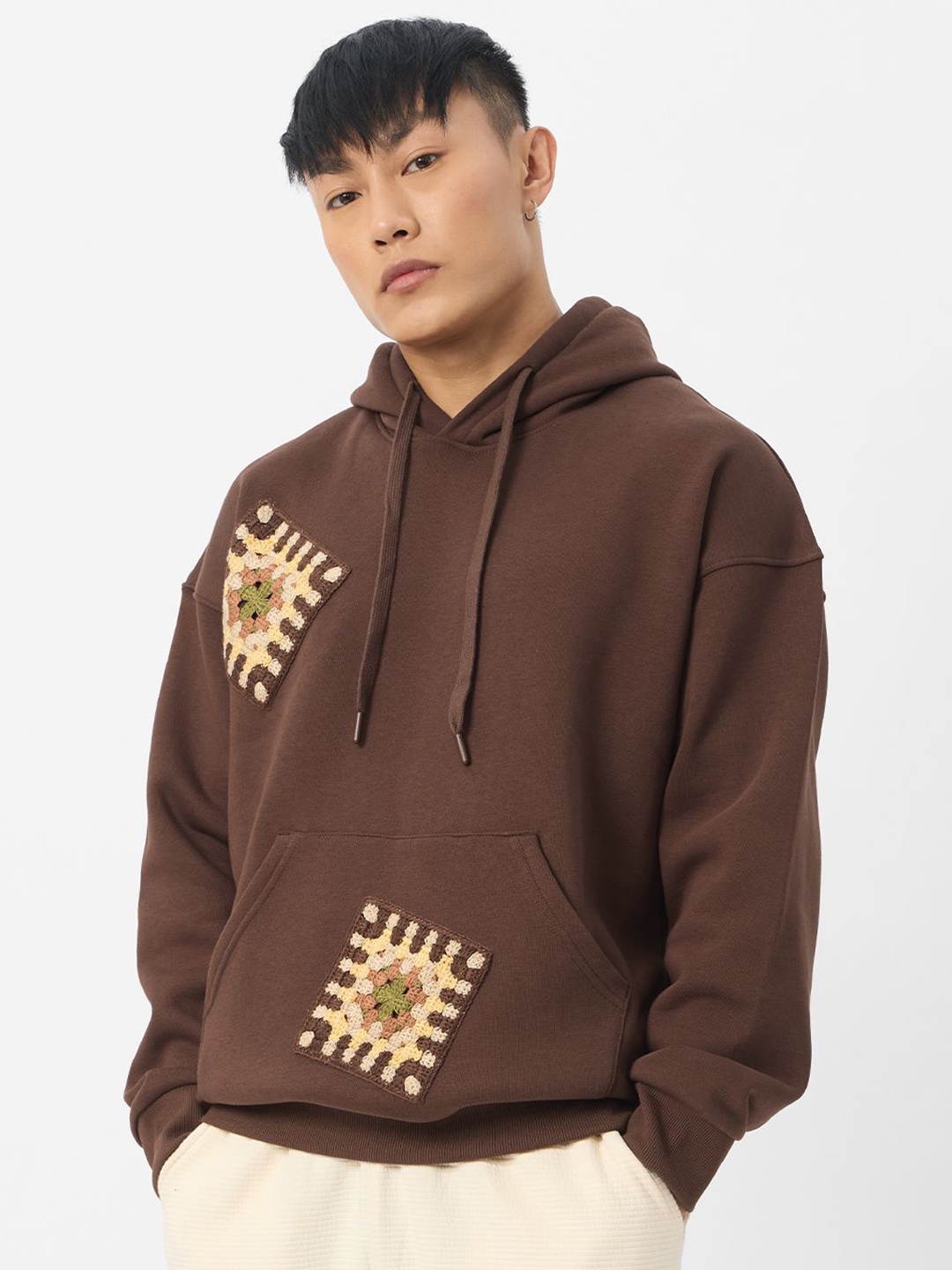 

The Souled Store Men Hooded Pullover, Brown