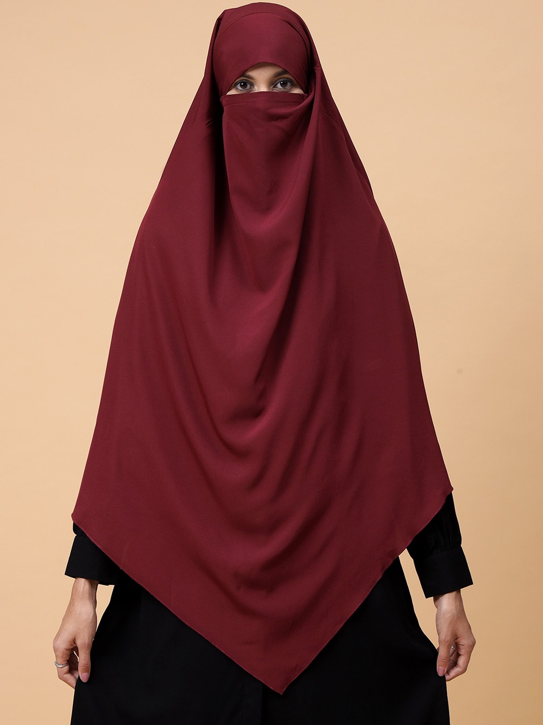 

NABIA Women Single Layer Khimar Burqa Naqab, Maroon