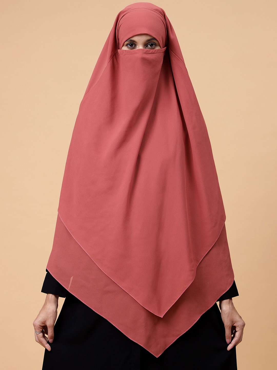 

NABIA Women 2 Layer Diamond Khimar Burqa Naqab, Rust