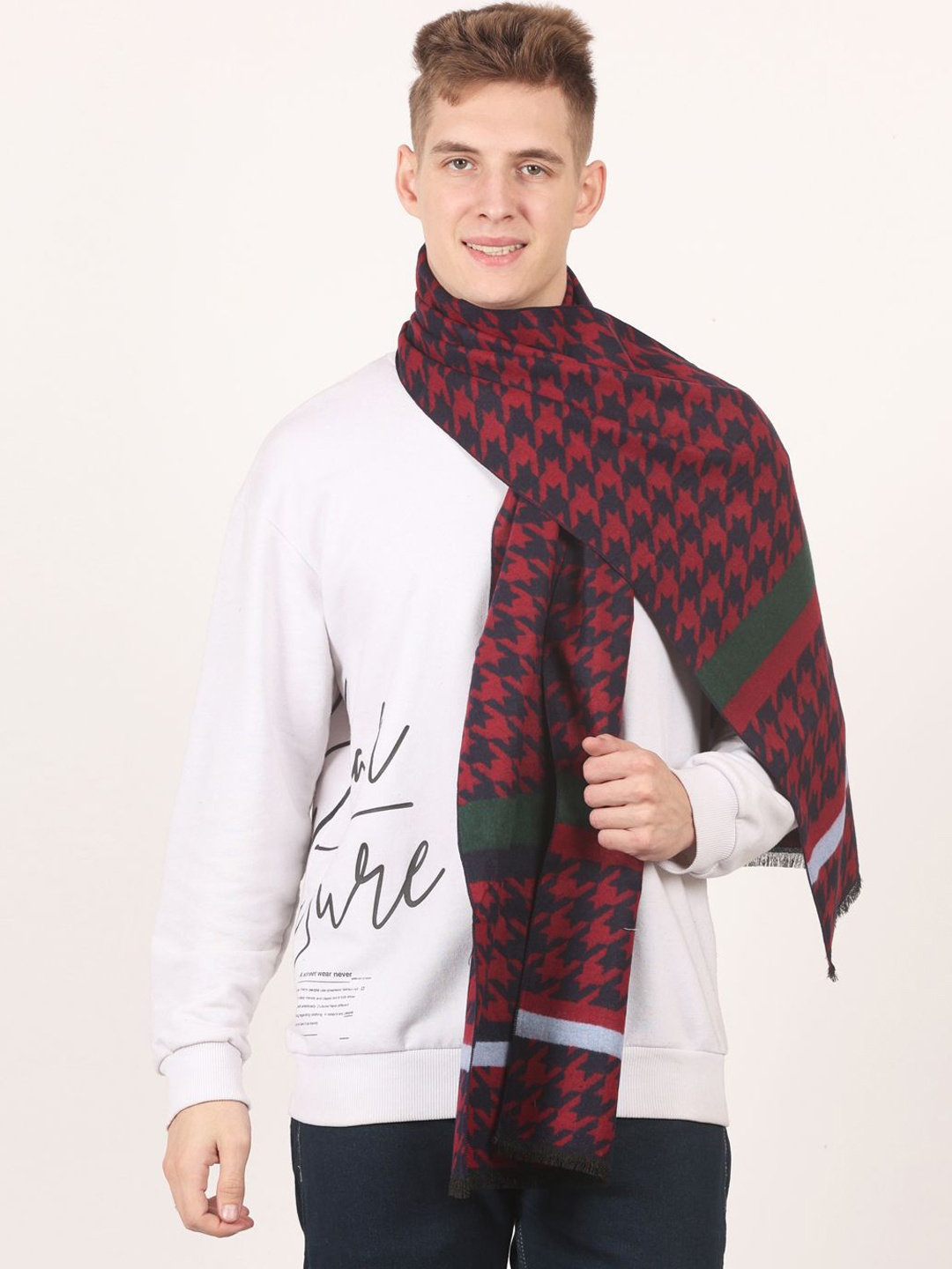 

Calvadoss Men Patterned Mufflers, Red