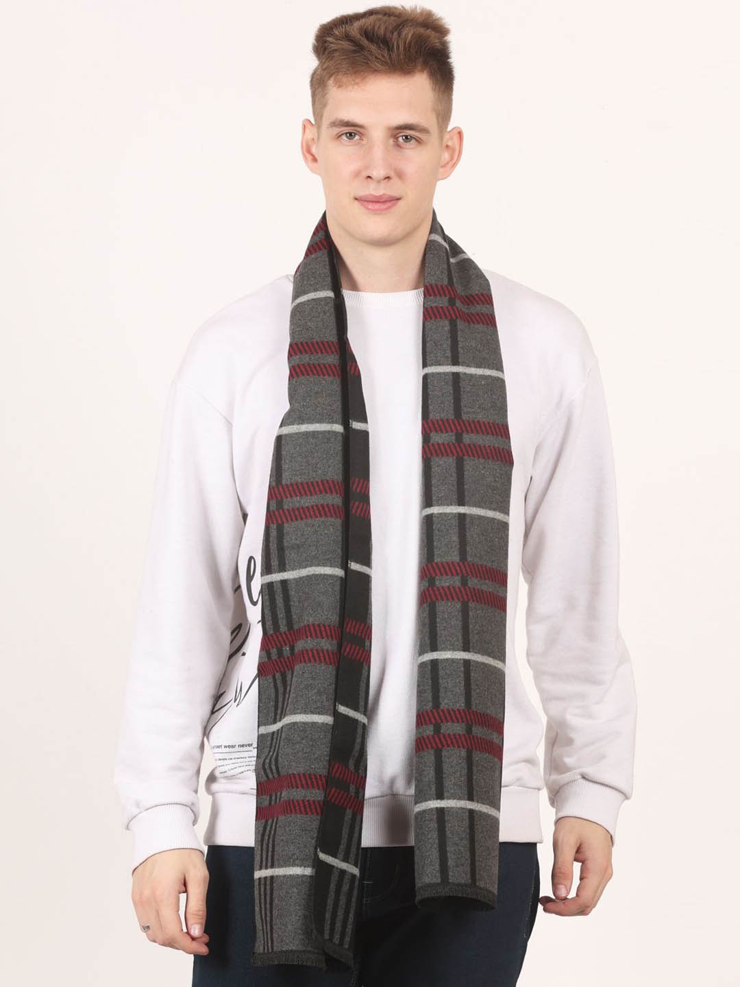 

Calvadoss Men Checked Mufflers, Grey