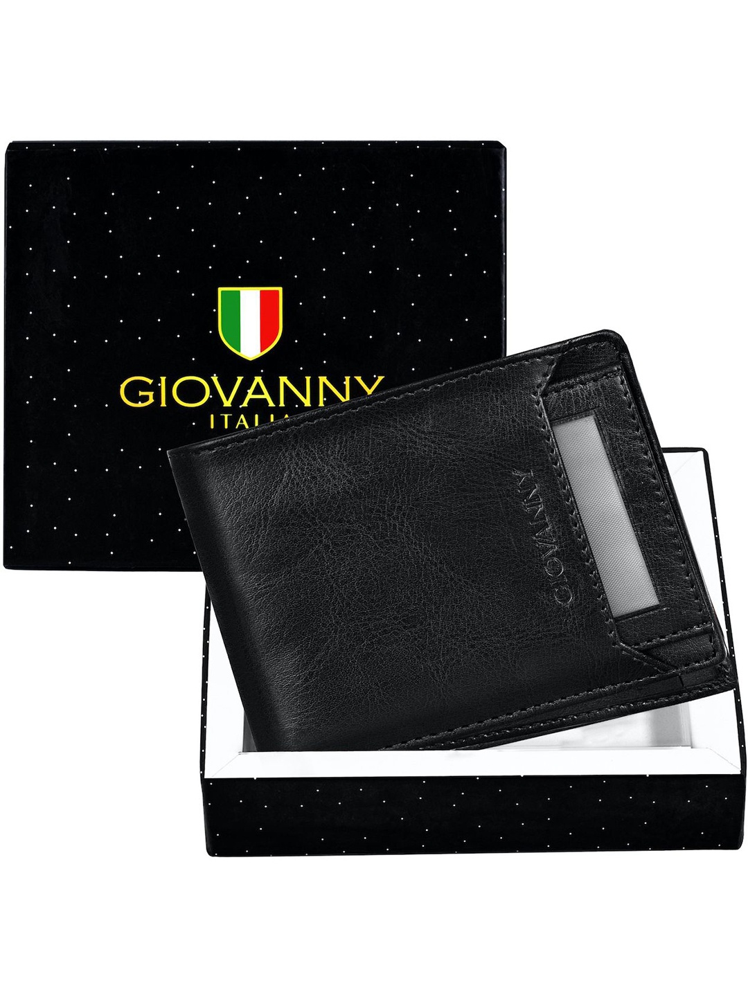 

GIOVANNY Men Leather Two Fold Wallet, Black
