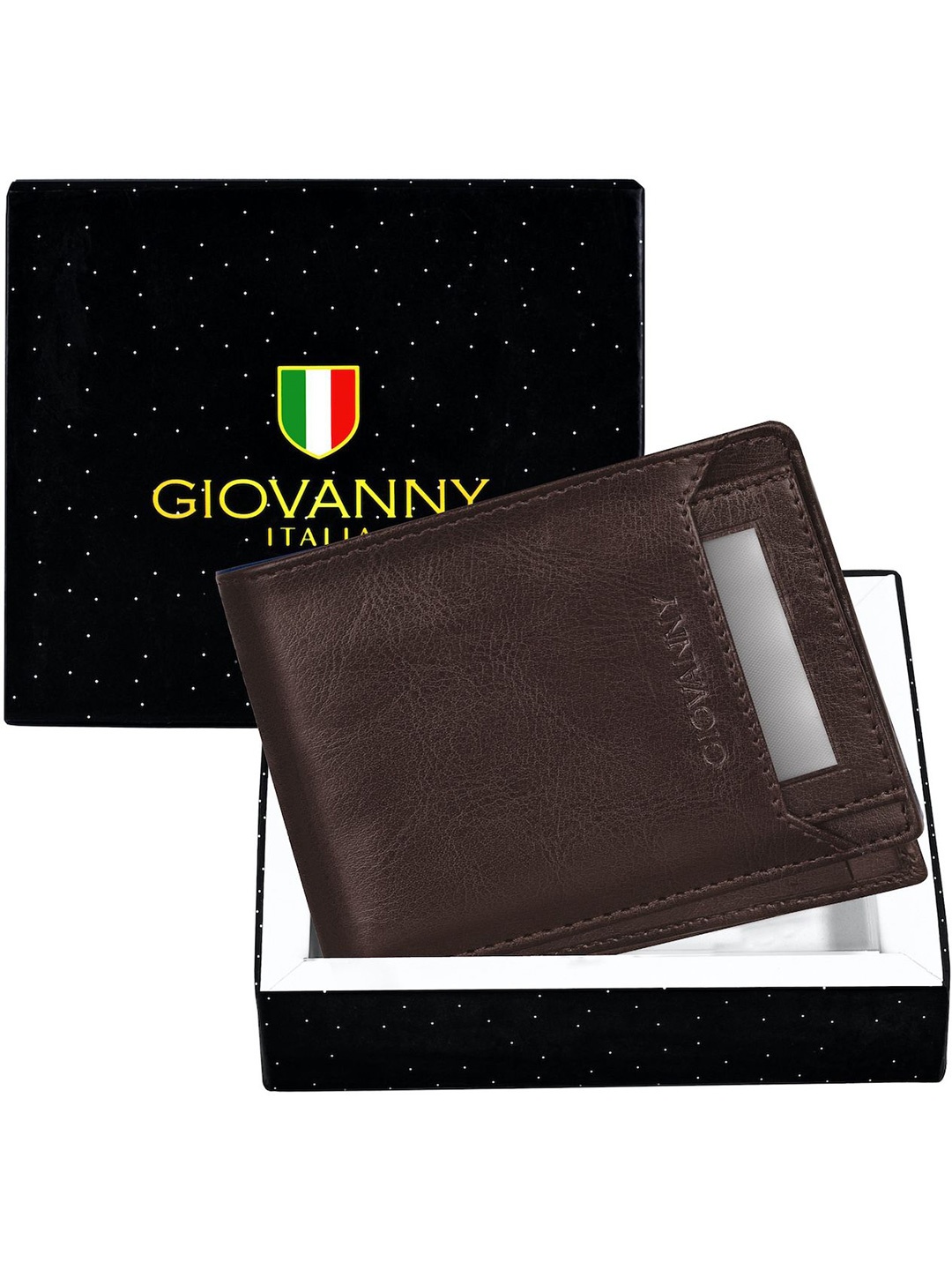 

GIOVANNY Men Leather Two Fold Wallet, Brown