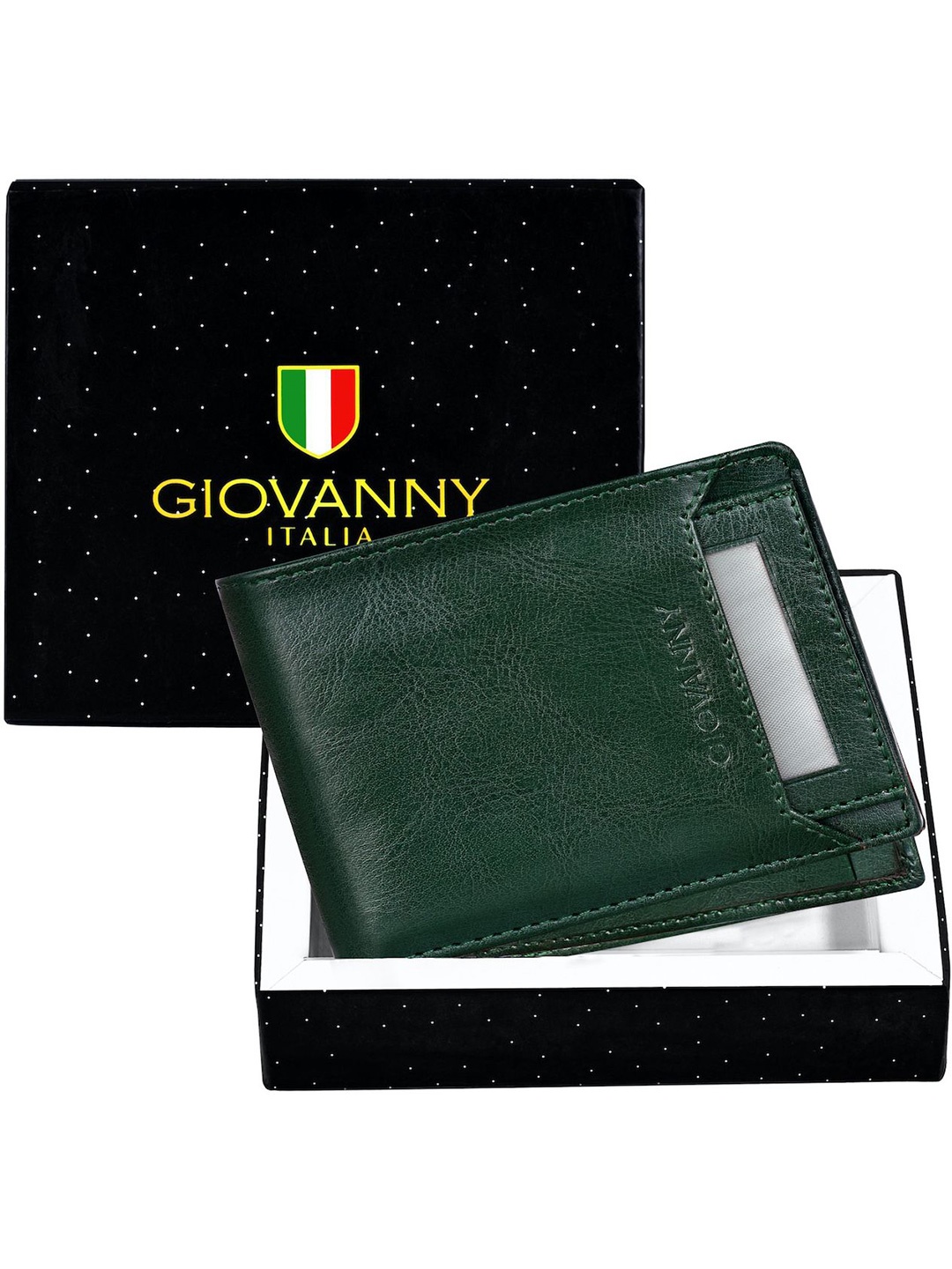 

GIOVANNY Men Leather Two Fold Wallet, Green